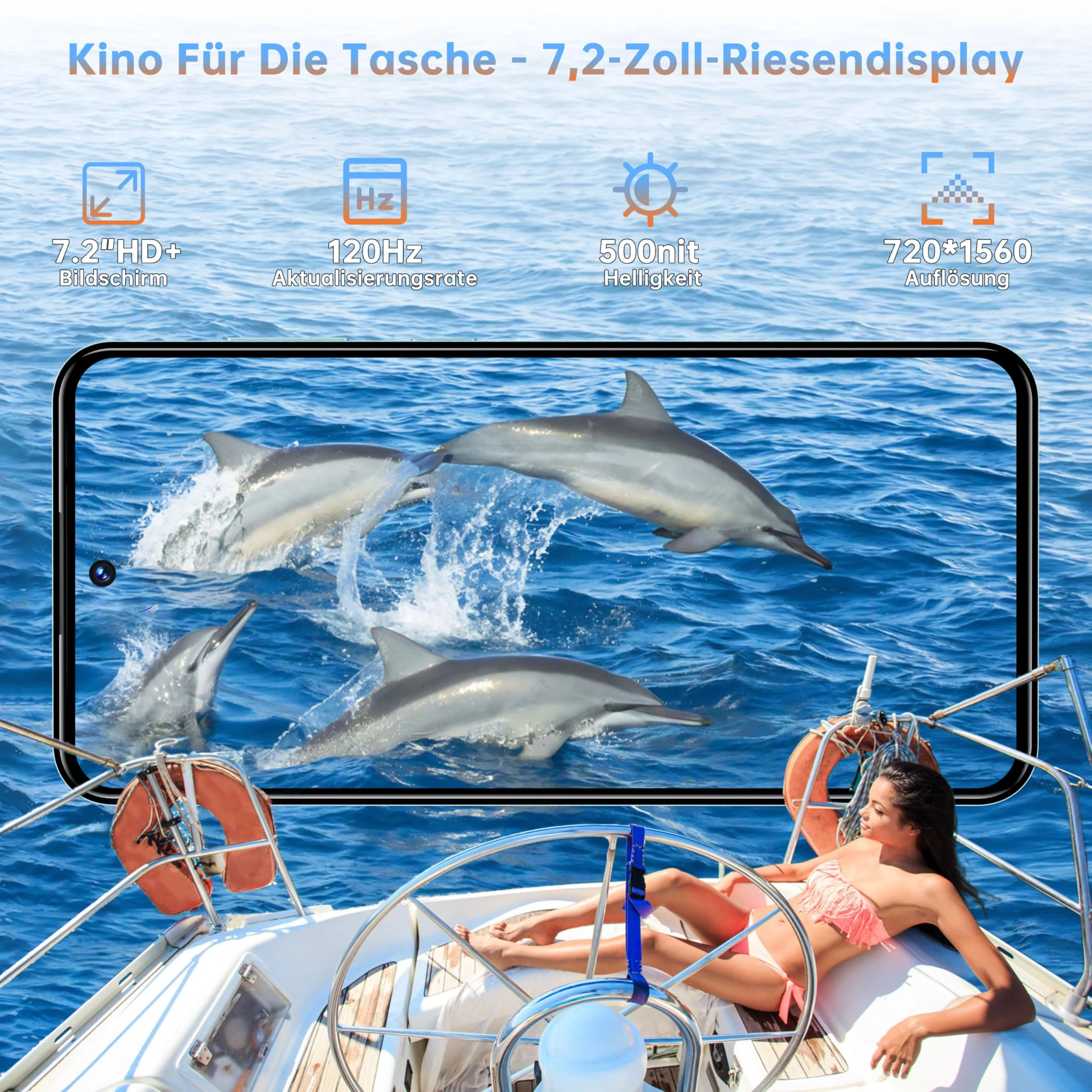 OUKITEL C68 Smartphone Ohne Vertrag - Android 15 Handy Günstig 16GB+128GB /1TB, 7,2 Zoll Display Handy Ohne Vertrag 6000mAh Akku, 64MP+8MP Kamera, Dual SIM 4G Face ID/Fingerabdruck/OTG/GPS, Violett - Image 7