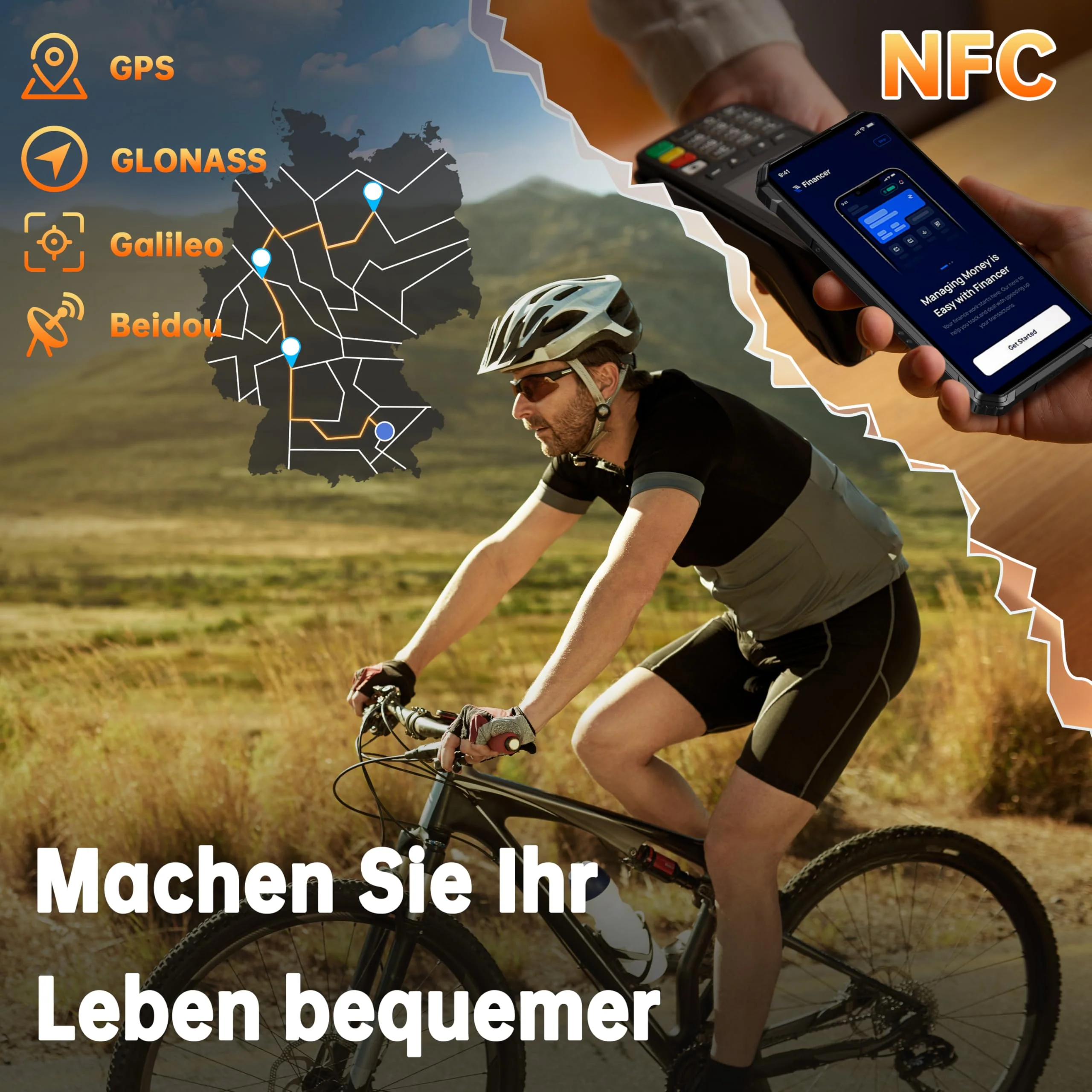 OUKITEL G1 Outdoor Handy - 10600mAh 24GB+256GB Android 15 Outdoor Smartphone Ohne Vertrag 6,52 Zoll 48MP+5MP Kamera baustellenhandy Dual SIM IP68/NFC/OTG/GPS/Face ID - Image 5