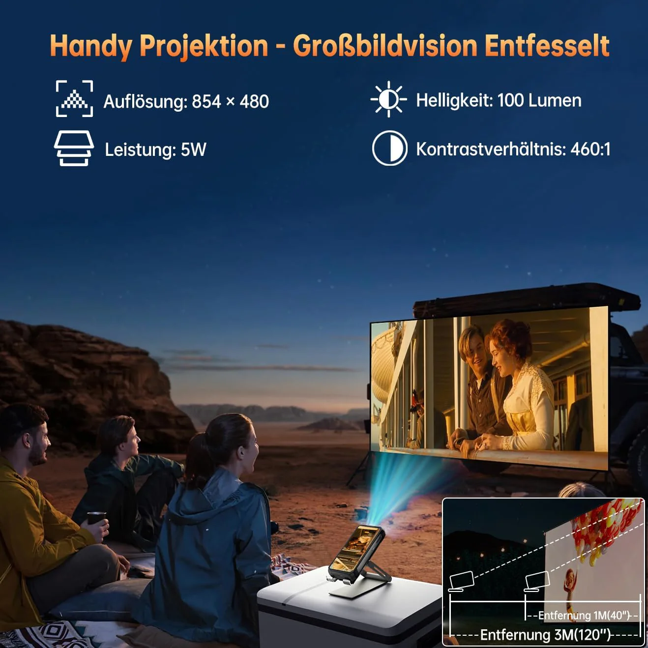 OUKITEL WP100 Titan Outdoor Handy 5G - 33000mAh Outdoor Smartphone mit 100 Lumen Projektor, 48GB RAM 512GB ROM 6,8" FHD+ Handy mit 1200 Lumen Campinglicht, 200MP+32MP+20MP Kamera, NFC/GPS/IP68/IP69K - Image 10