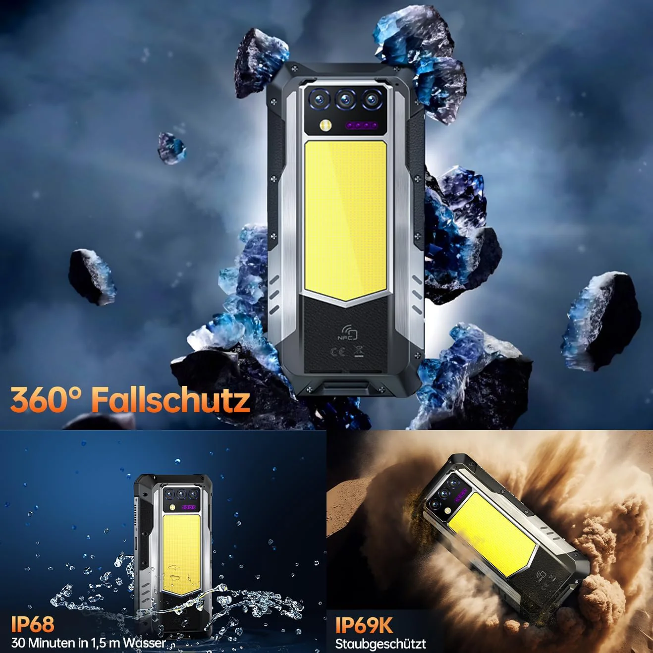 OUKITEL WP100 Titan Outdoor Handy 5G - 33000mAh Outdoor Smartphone mit 100 Lumen Projektor, 48GB RAM 512GB ROM 6,8" FHD+ Handy mit 1200 Lumen Campinglicht, 200MP+32MP+20MP Kamera, NFC/GPS/IP68/IP69K - Image 6