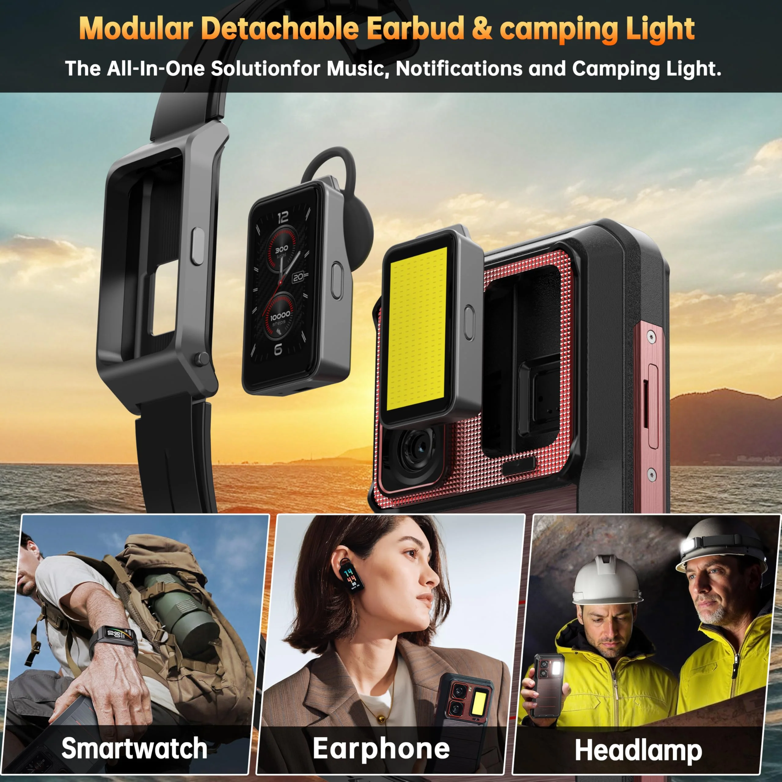 OUKITEL WP300 5G Android 15 Outdoor Handy - 36GB+512GB 16000mAh/45W 108MP+32MP Kamera Outdoor Smartphone 6,8 Zoll FHD+ 120Hz baustellenhandy/Kopfhörer mit Display/370LM Taschenlampe/IP68/NFC/OTG/GPS - Image 2