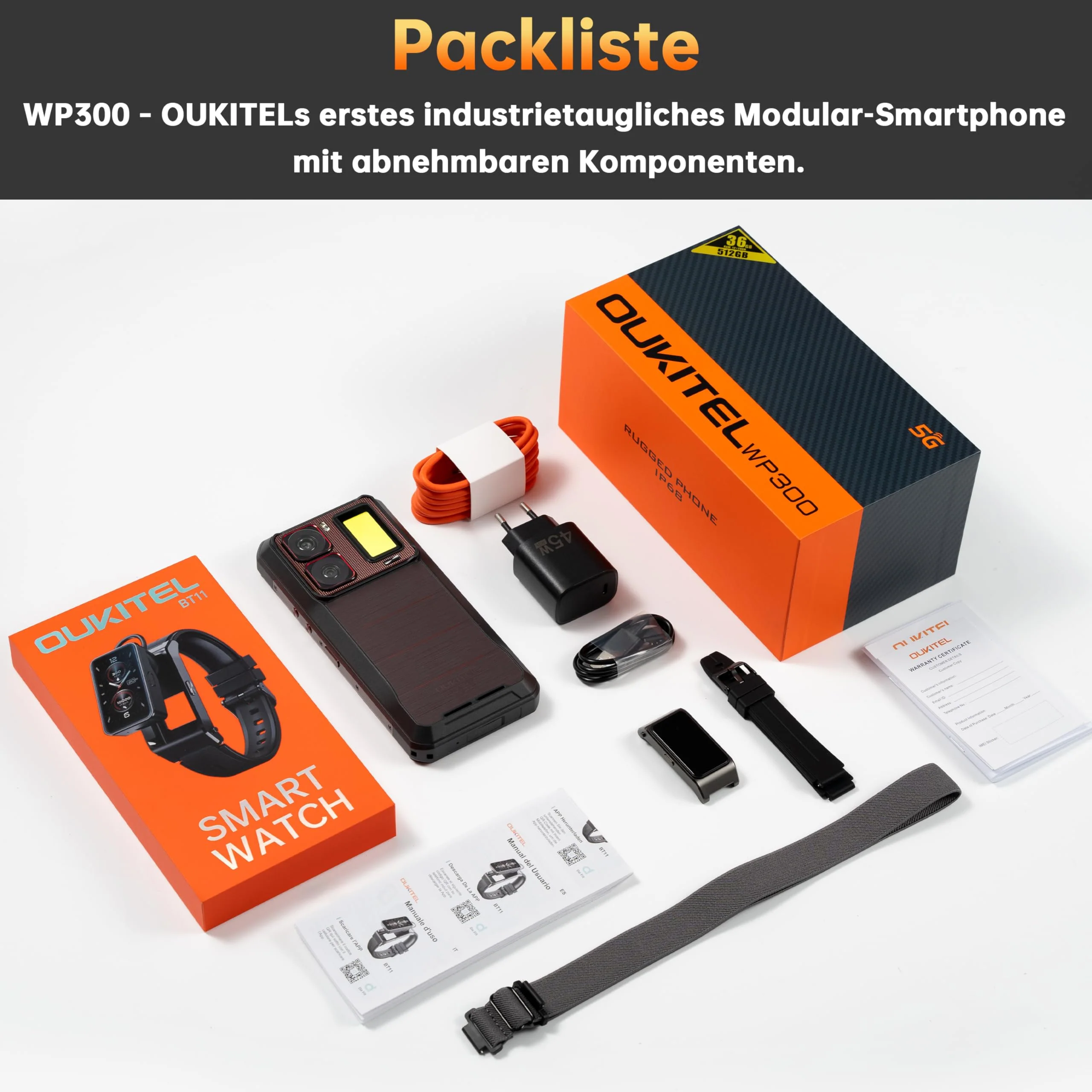 OUKITEL WP300 5G Android 15 Outdoor Handy - 36GB+512GB 16000mAh/45W 108MP+32MP Kamera Outdoor Smartphone 6,8 Zoll FHD+ 120Hz baustellenhandy/Kopfhörer mit Display/370LM Taschenlampe/IP68/NFC/OTG/GPS - Image 7