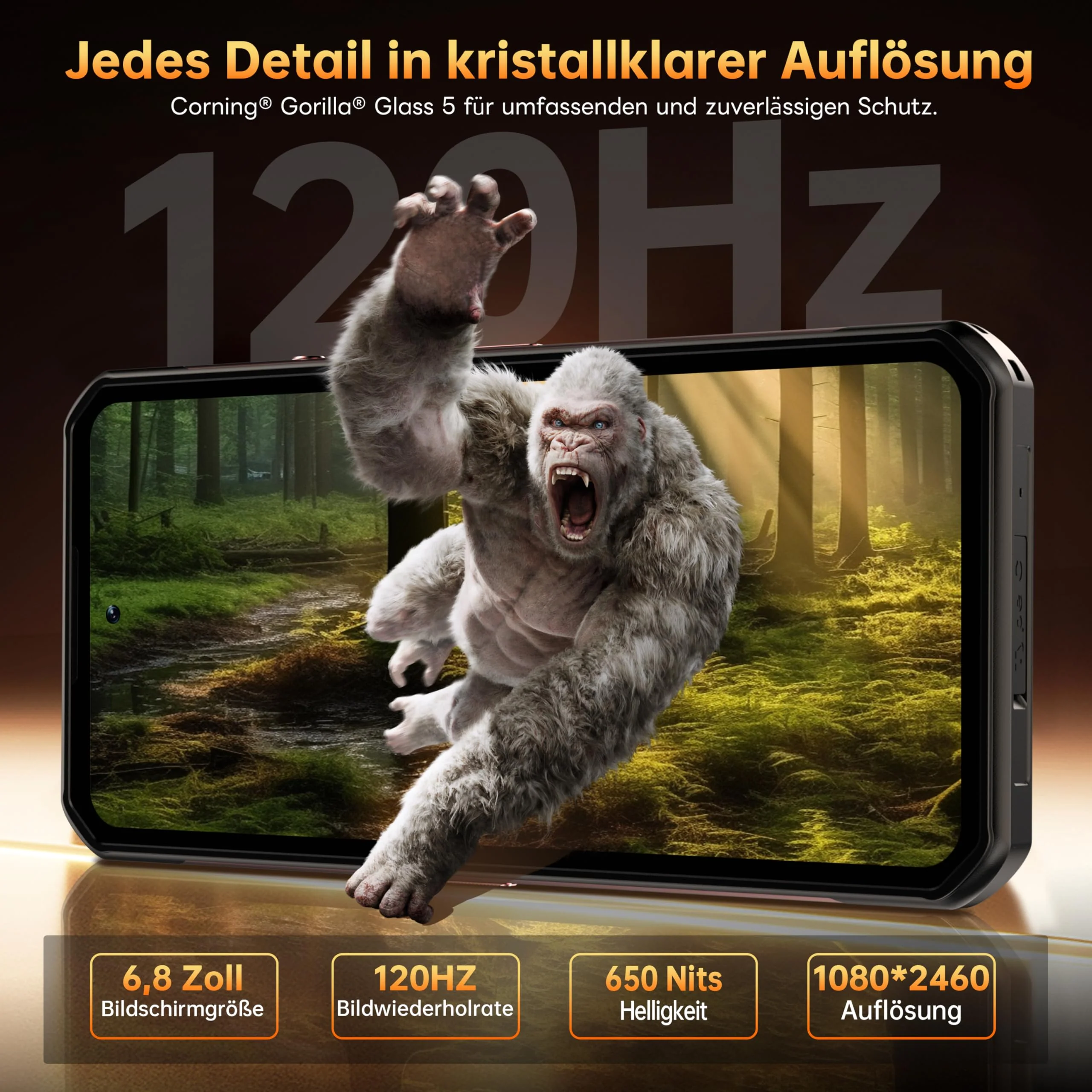 OUKITEL WP300 5G Android 15 Outdoor Handy - 36GB+512GB 16000mAh/45W 108MP+32MP Kamera Outdoor Smartphone 6,8 Zoll FHD+ 120Hz baustellenhandy/Kopfhörer mit Display/370LM Taschenlampe/IP68/NFC/OTG/GPS - Image 5