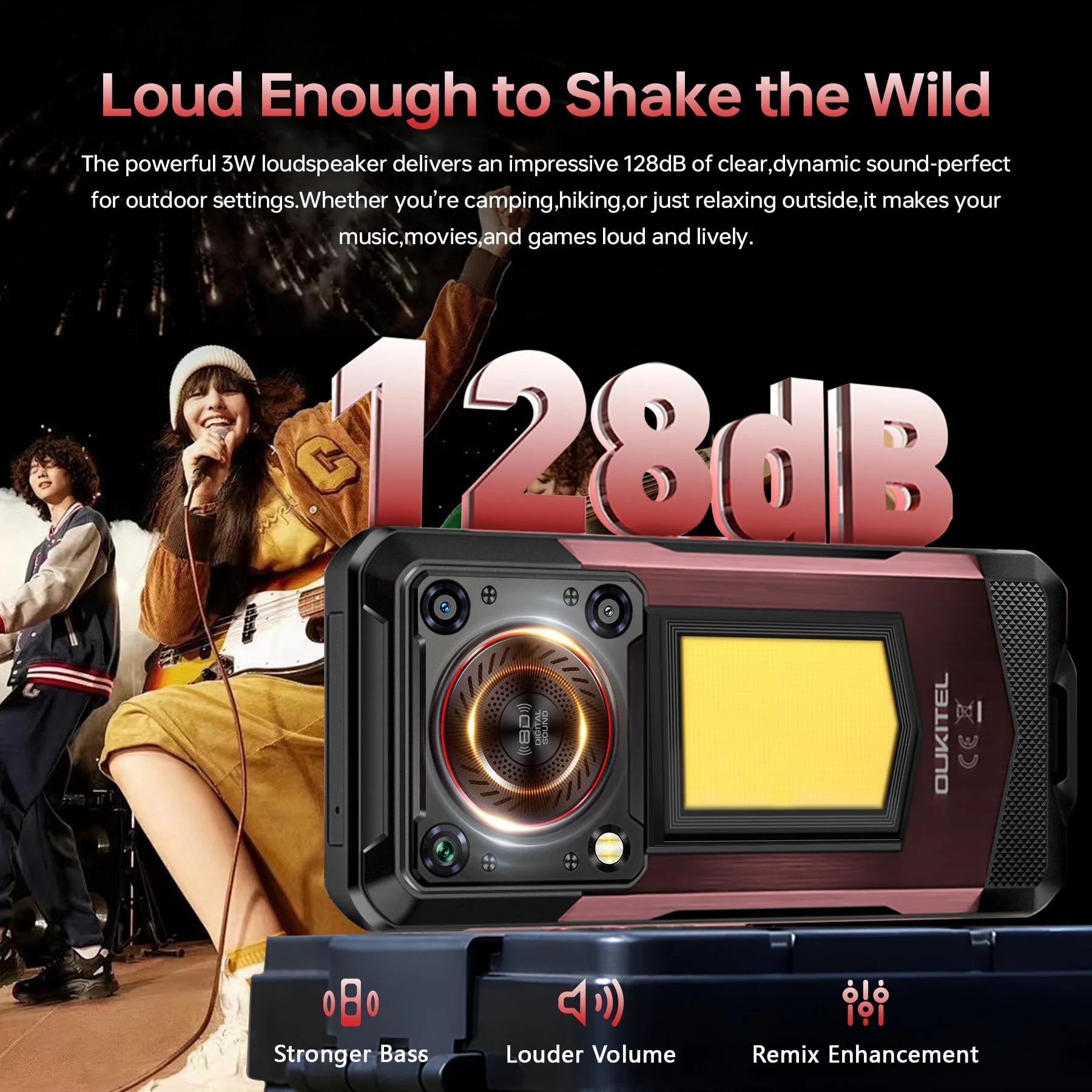 OUKITEL WP56 5G Outdoor Smartphone - 36GB+512GB/2TB 16000mAh 108MP Android 15 Outdoor Handy 128DB Lautsprecher 6,8" FHD+ 120Hz baustellenhandy 1000LM Campinglicht, IP68 Wasserdicht/NFC/GPS/OTG/BT5.2 - Image 6