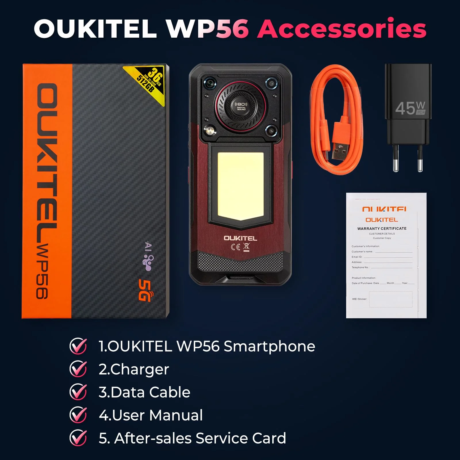OUKITEL WP56 Outdoor Handy 5G - 36(12 + 24) GB RAM + 512GB/2TB ROM, 16000mAh, 108MP, 128DB Lautsprecher, Baustellen Handy Ohne Vertrag mit 1000 Lumen Campinglicht, 6.8" FHD+ 90Hz, NFC - Rot - Image 8