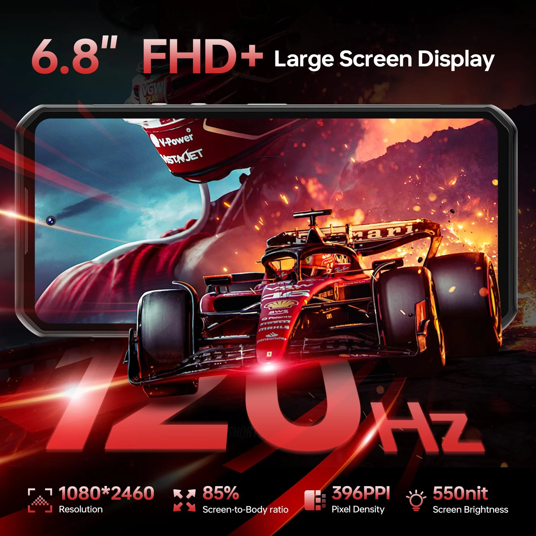 OUKITEL WP56 Outdoor Handy 5G - 36GB+512GB/2TB 16000mAh 108MP Outdoor Smartphone 128DB Lautsprecher 6,8" FHD+ 120Hz Android 15 baustellenhandy, 1000LM Campinglicht, IP68 Wasserdicht/NFC/GPS/OTG/BT5.2 - Image 3