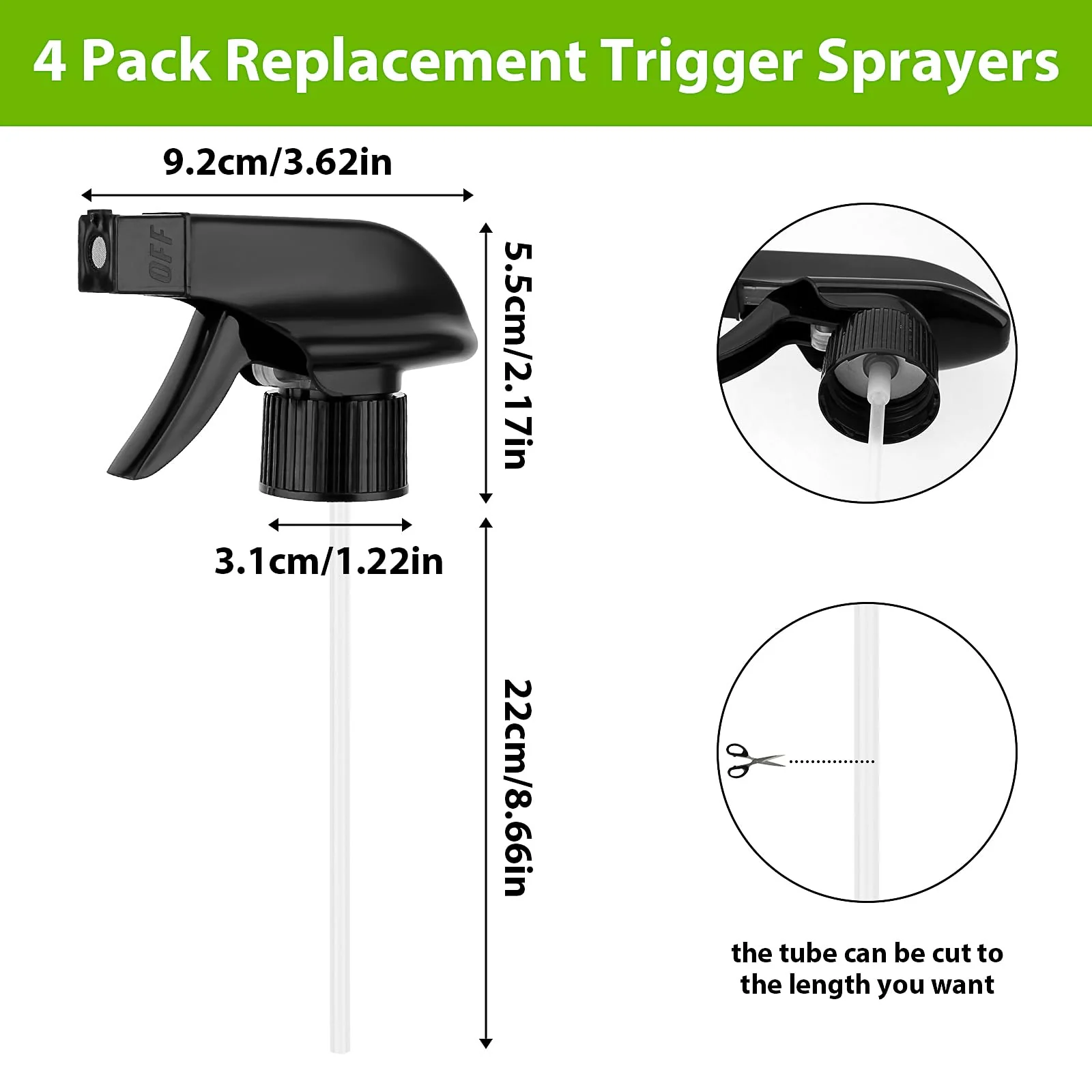 Ouligay 4 Stück Universal Sprühkopf für Flaschen Sprühkopf Schwarz mit Schaumgitter Oder Strahl Spray Nozzle for Bottle Ersatzsprühkopf für Standard Sprühflaschen - Image 3