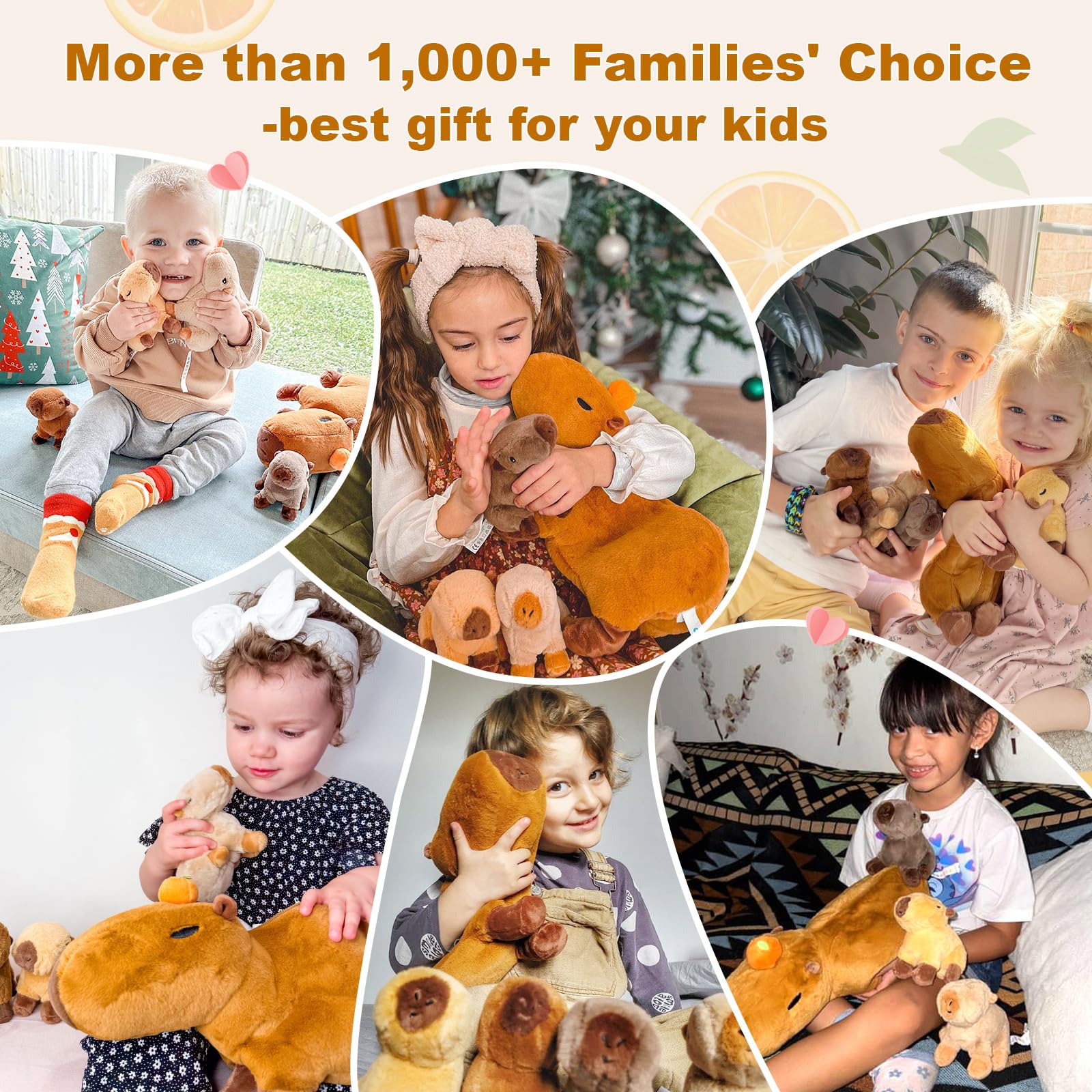 OUOZZZ 5 Stück Capybara Plüschtier, 38cm Weich Capybara Kuscheltier mit 4 Baby Stofftiere im Bauch - Baby Geburtstagsgeschenk für Mädchen Jungen Kinder - Image 3