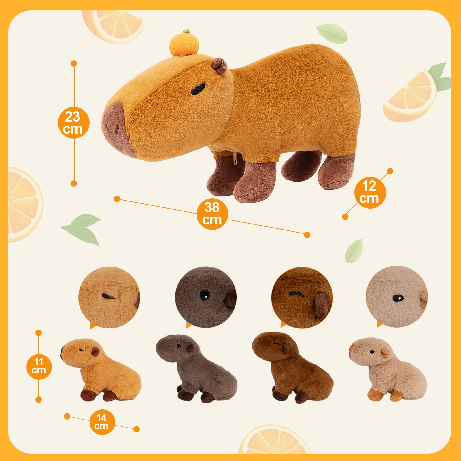 OUOZZZ 5 Stück Capybara Plüschtier, 38cm Weich Capybara Kuscheltier mit 4 Baby Stofftiere im Bauch - Baby Geburtstagsgeschenk für Mädchen Jungen Kinder - Image 7