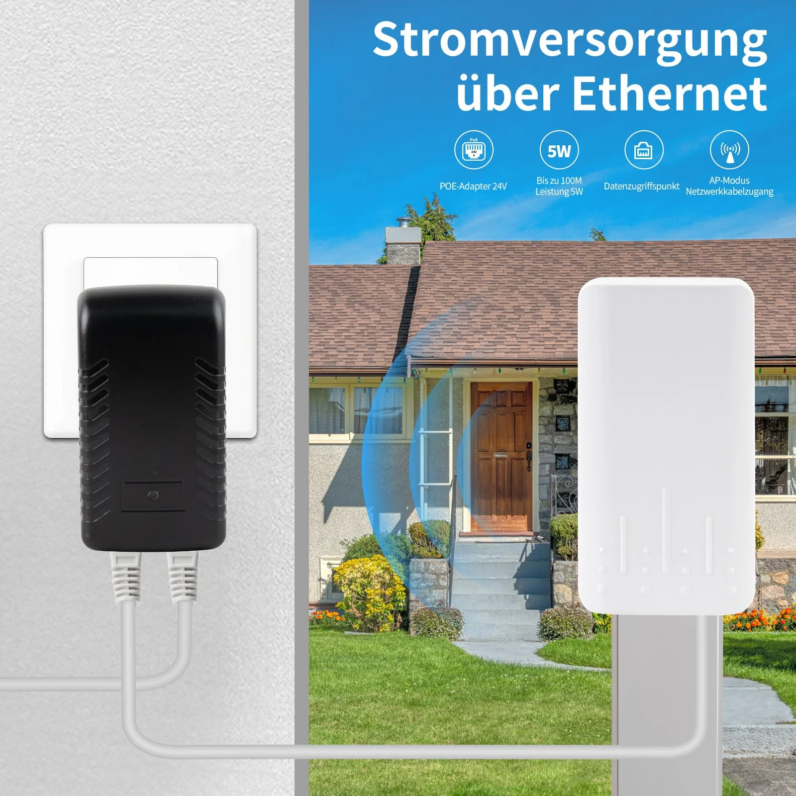 Outdoor WLAN Verstärker Wetterfester, IP65 Regenfest und Staubdicht WiFi Repeatermit AP Modus, 2.4Ghz 300 Mbit/s WiFi Expander,Eingebaute versteckte Antenne, Arbeitstemperatur -40℃—70℃，weiß - Image 3