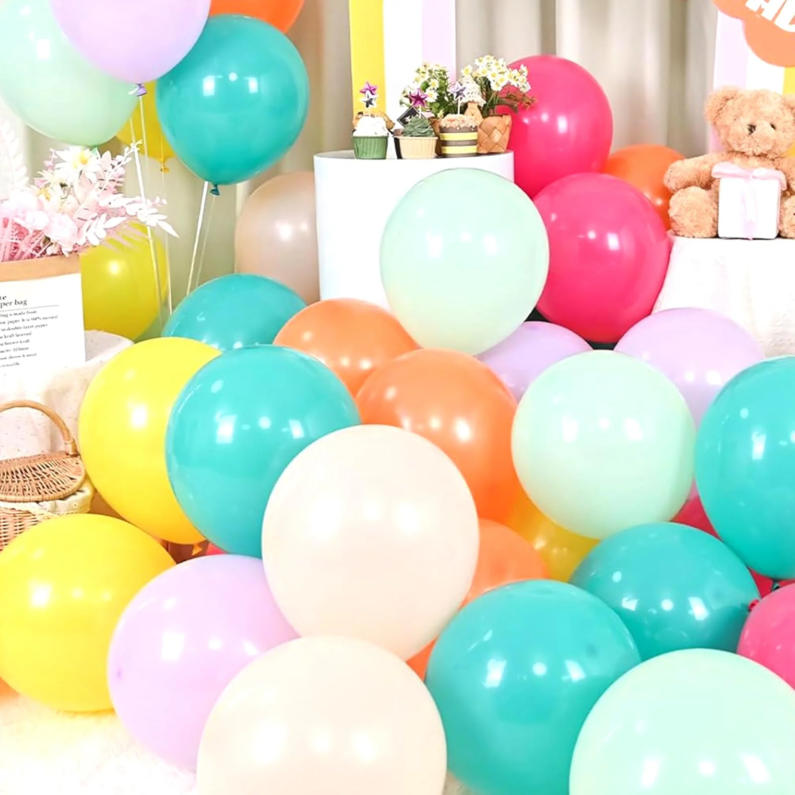 Ovanda 20 Stück 10 Zoll Luftballons Bunt,Regenbogen Party Ballons,Ballons Tropische,Sommer Hawaii Partyballon,Latex Helium Ballon,Ballon Girlande Bogen,Sommer Flamingo Deko,Kinder Geburtstag,Babyparty - Image 2