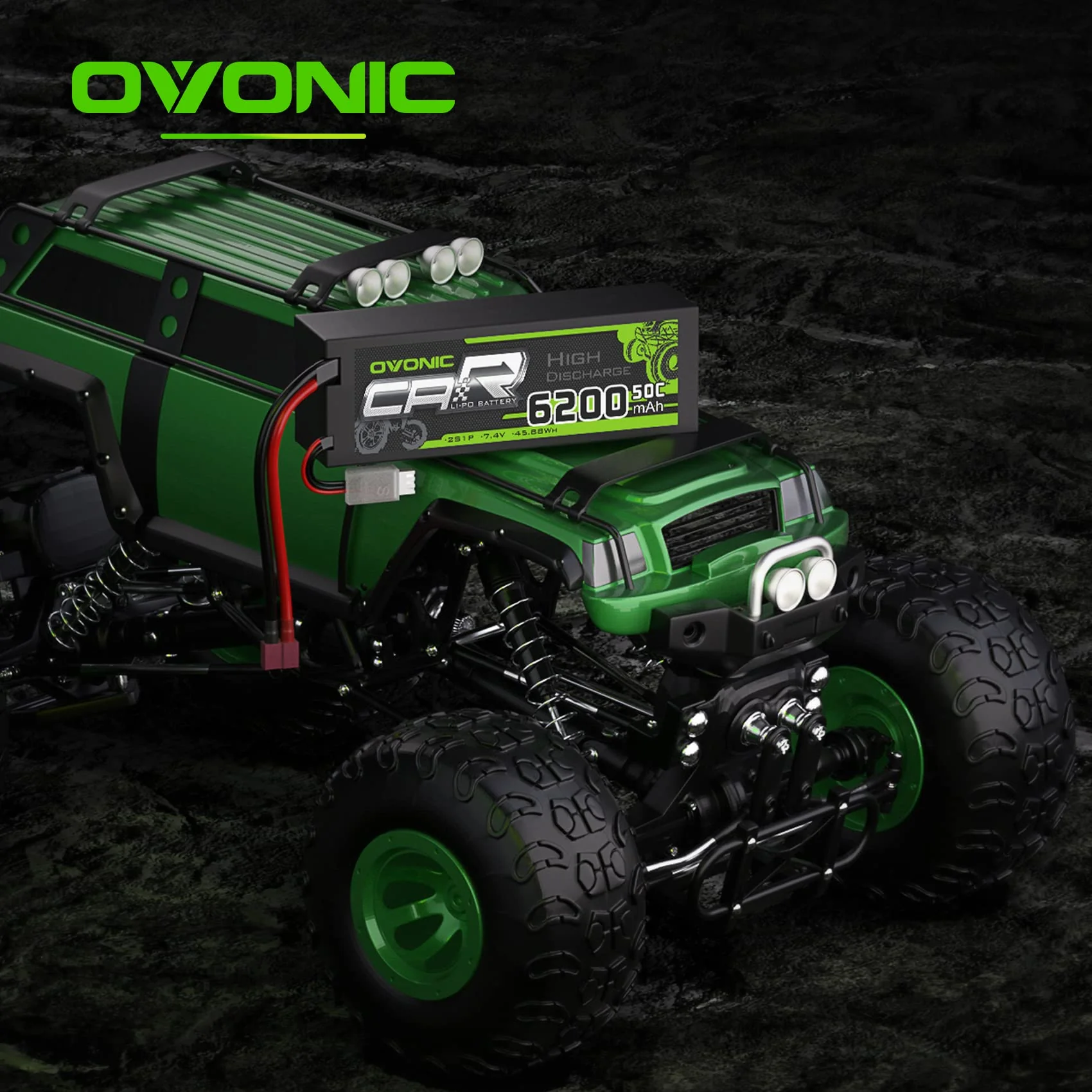 OVONIC 2s Lipo Akku 7,4V 6200mAh 50C mit T Stecker Hardcase Lipo Batterie Zellen für RC Auto Evader Truck Truggy BX Quadcopter Hubschrauber LKW Boot Flugzeug (2 Stück) - Image 3