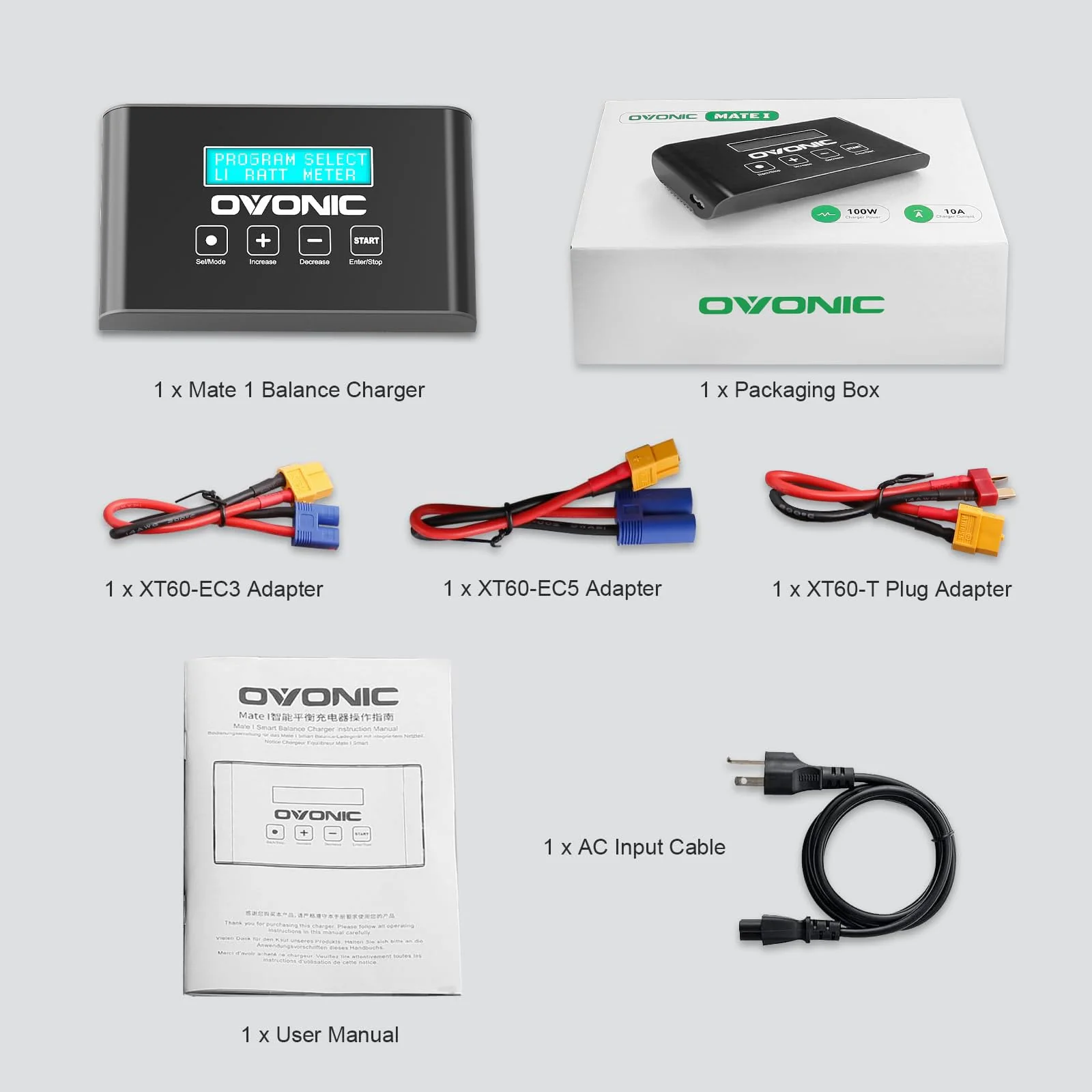 OVONIC Mate1 Lipo Batterieladegerät 100W 10A 1s-6s Smart RC Batterieladegeräte mit XT60 Balance Ladegerät Kompatibel für 1-6s LiPo/Life, 3-18S NiMH (Verbesserte Version - Ohne Balance Board) - Image 2