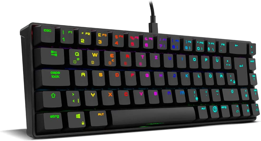 Ozone Gaming Mini Tactical Keyboard -OZTACTICALDE- Mechanische Tastatur ohne Ziffernblock, Bluetooth, Outemu Red Switches, RGB LED Beleuchtung, leise, DE Layout, Schwarz - Image 10
