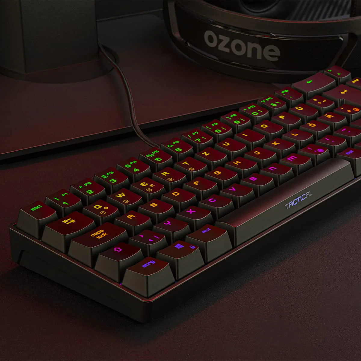 Ozone Gaming Mini Tactical Keyboard -OZTACTICALDE- Mechanische Tastatur ohne Ziffernblock, Bluetooth, Outemu Red Switches, RGB LED Beleuchtung, leise, DE Layout, Schwarz - Image 7