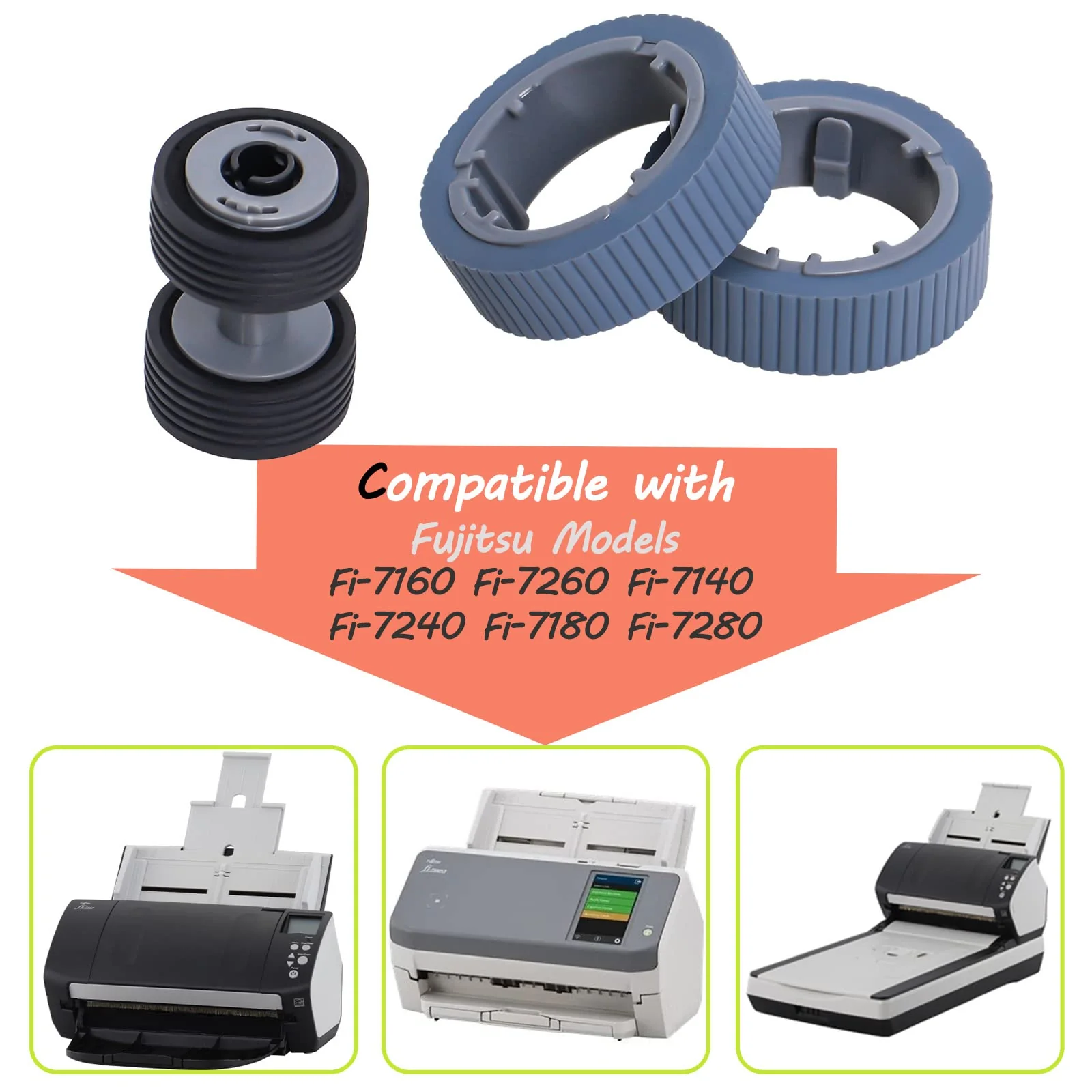 PA03670-0001 und PA03670-0002 Scanner-Brems- und Pickrollen-Set kompatibel mit Fujitsu Fi-7160 Fi-7260 Fi-7140 Fi-7240 Fi-7180 Fi-7280 Ersatzteile - Image 5