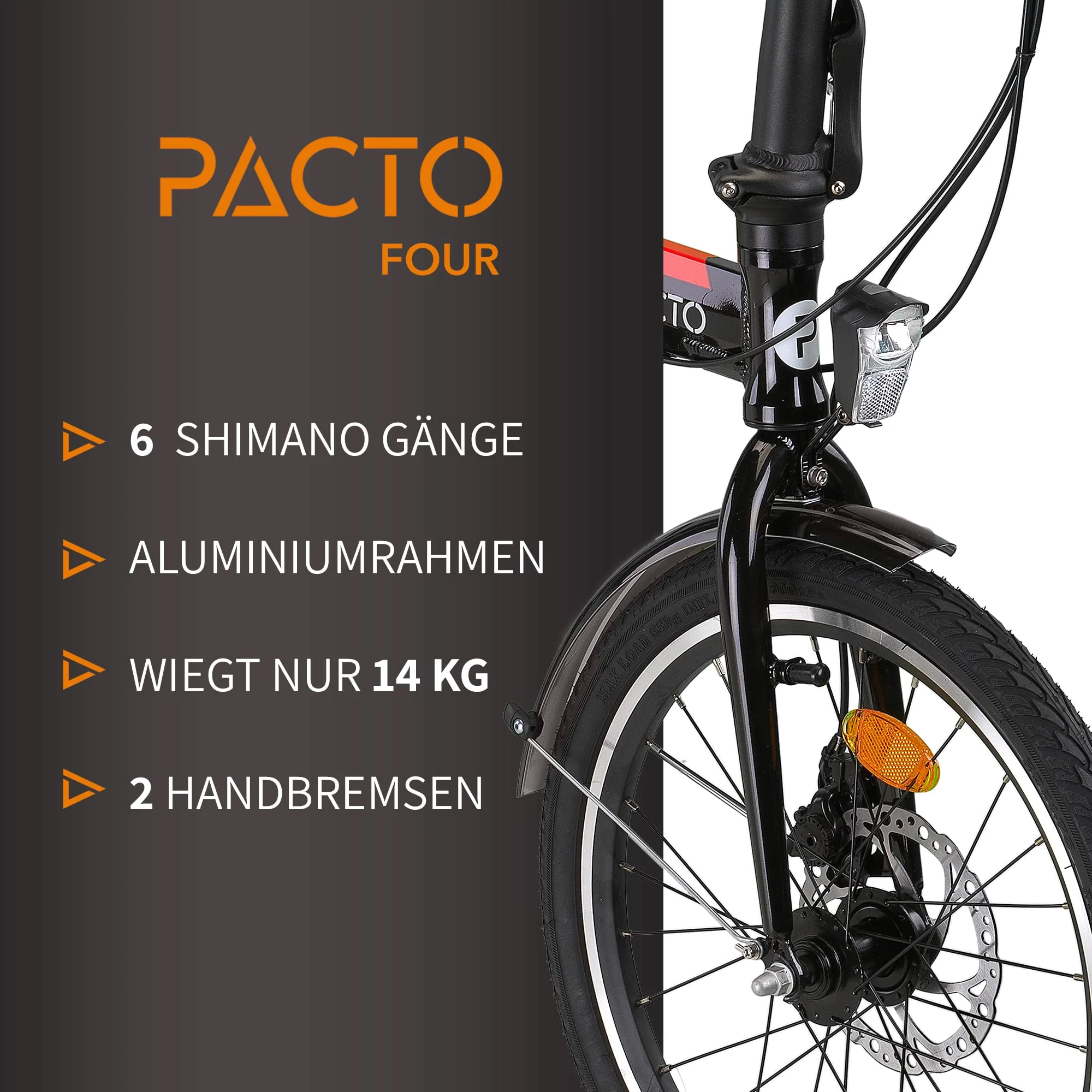 PACTO Four - Hollandrad Hochwertiges Klappfahrrad 27cm Aluminiumrahmen Bike 20 Zoll Aluminiumräder Bicycle, 6 Speed Shimano Gänge Faltrad Klapprad Fahrrad Klappfahrrad Für Erwachsen - Image 6