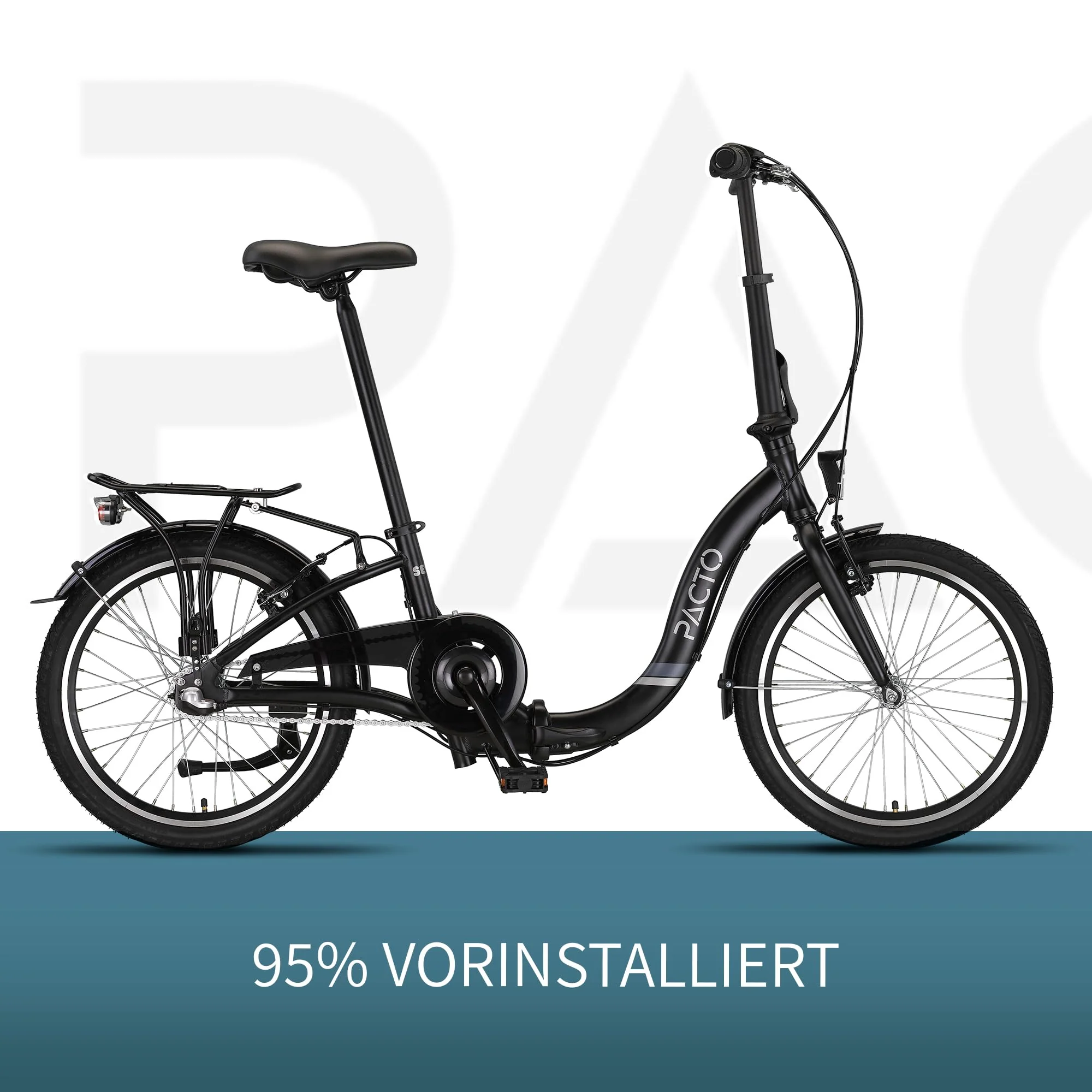 PACTO Seven - Hollandrad Hochwertiges Klappfahrrad 27cm Aluminiumrahmen Bike 20 Zoll Aluminiumräder Bicycle, 3 Speed Shimano Gänge Faltrad Klapprad Fahrrad Klappfahrrad Für Erwachsene Schwarz - Image 3