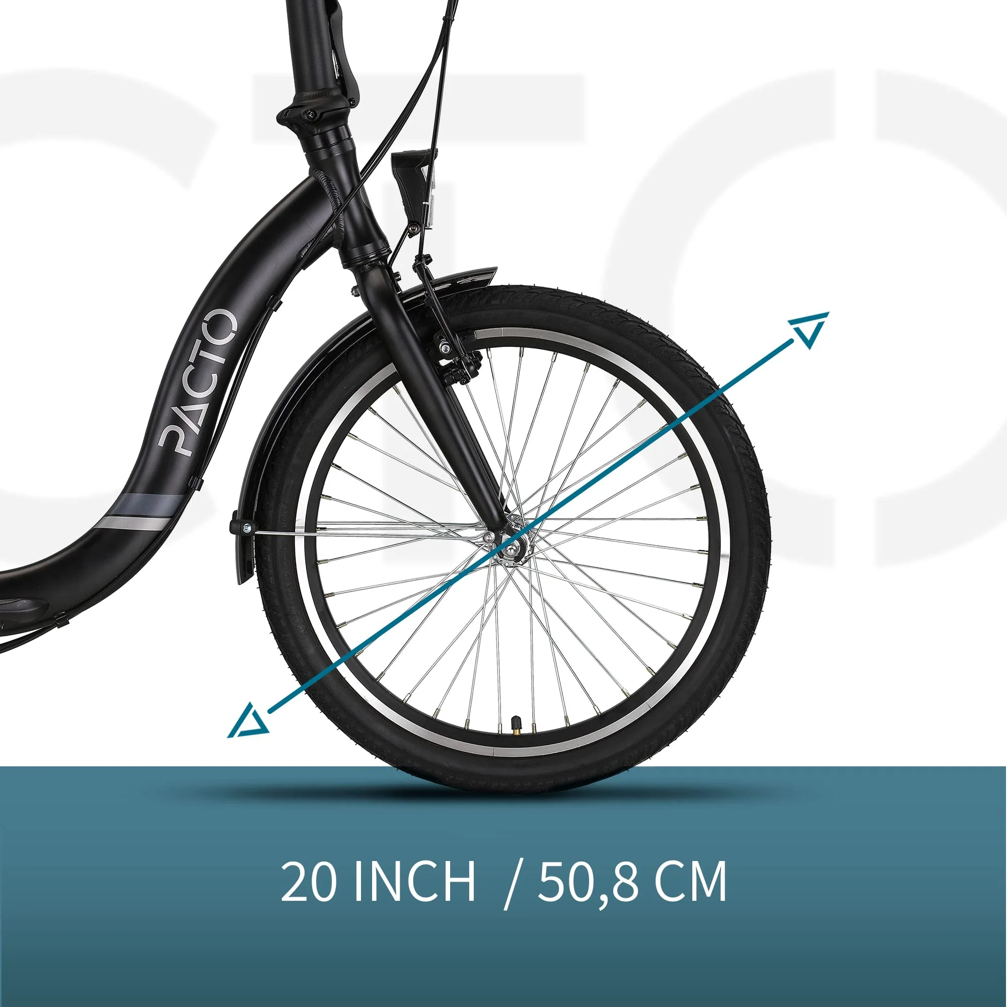 PACTO Seven - Hollandrad Hochwertiges Klappfahrrad 27cm Aluminiumrahmen Bike 20 Zoll Aluminiumräder Bicycle, 3 Speed Shimano Gänge Faltrad Klapprad Fahrrad Klappfahrrad Für Erwachsene Schwarz - Image 6