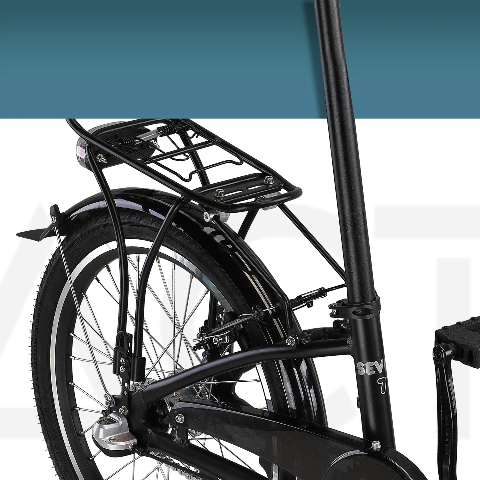 PACTO Seven - Hollandrad Hochwertiges Klappfahrrad 27cm Aluminiumrahmen Bike 20 Zoll Aluminiumräder Bicycle, 3 Speed Shimano Gänge Faltrad Klapprad Fahrrad Klappfahrrad Für Erwachsene Schwarz - Image 7