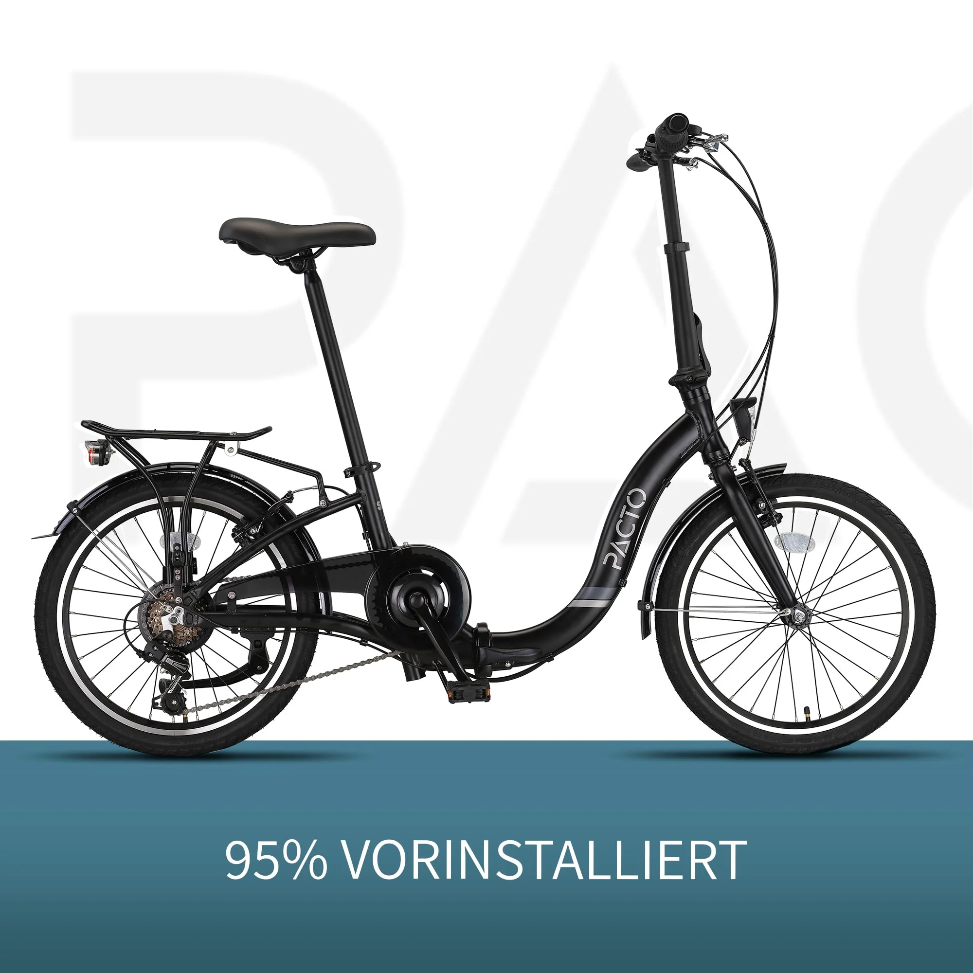 PACTO SIX - Hollandrad Hochwertiges Klappfahrrad 27cm Aluminiumrahmen Bike 20 Zoll Aluminiumräder Bicycle, 6 Speed Shimano Gänge Faltrad Klapprad Fahrrad Klappfahrrad Für Erwachsene Blau (Schwarz) - Image 6