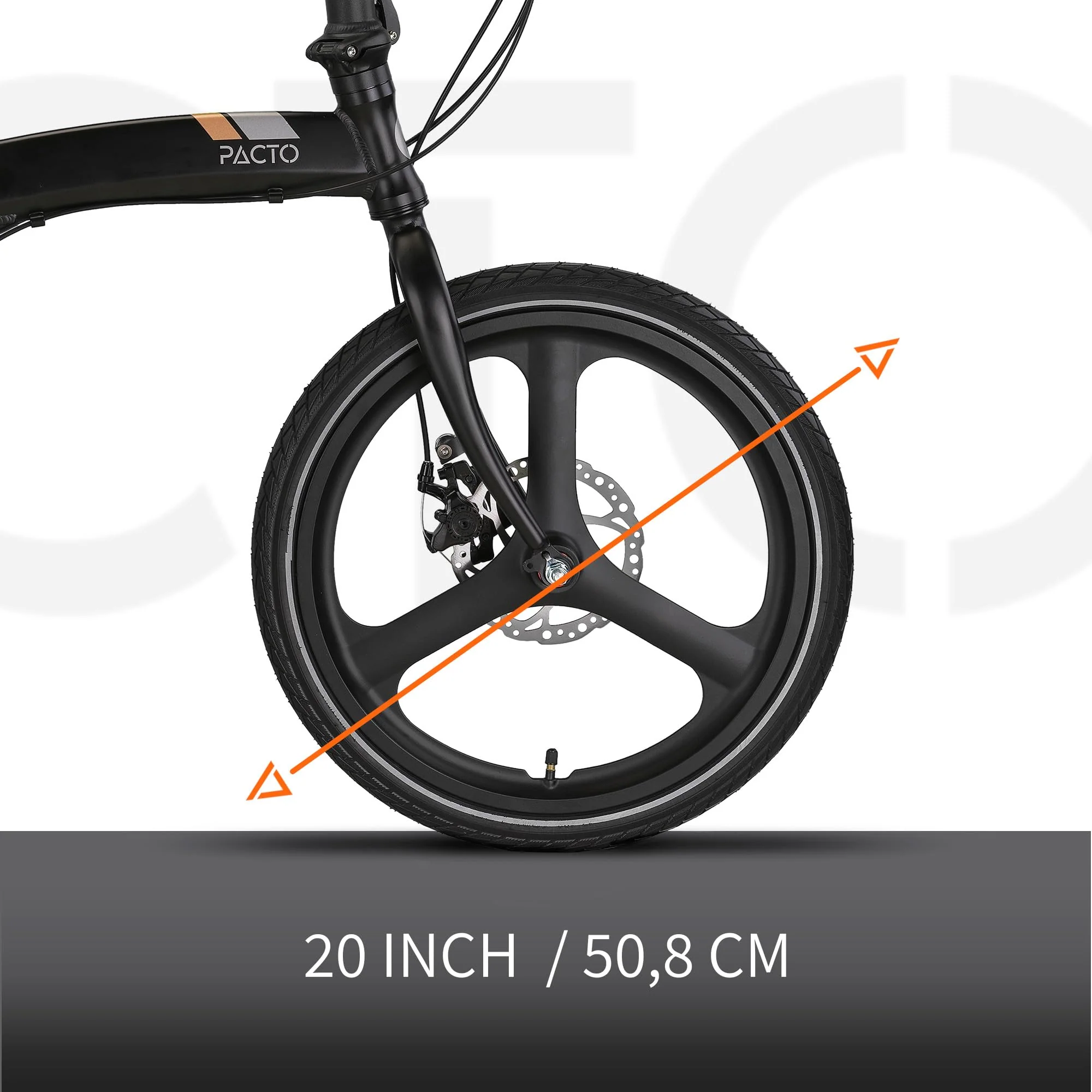 PACTO Two Klapprad 20 Zoll mit Schnelles Faltsystem (10 Sek), Aluminiumrahmen, Leichtgewicht (13KG), Shimano 6 Gänge, Doppelscheibenbremse und LED-Licht (Schwarz) - Image 8