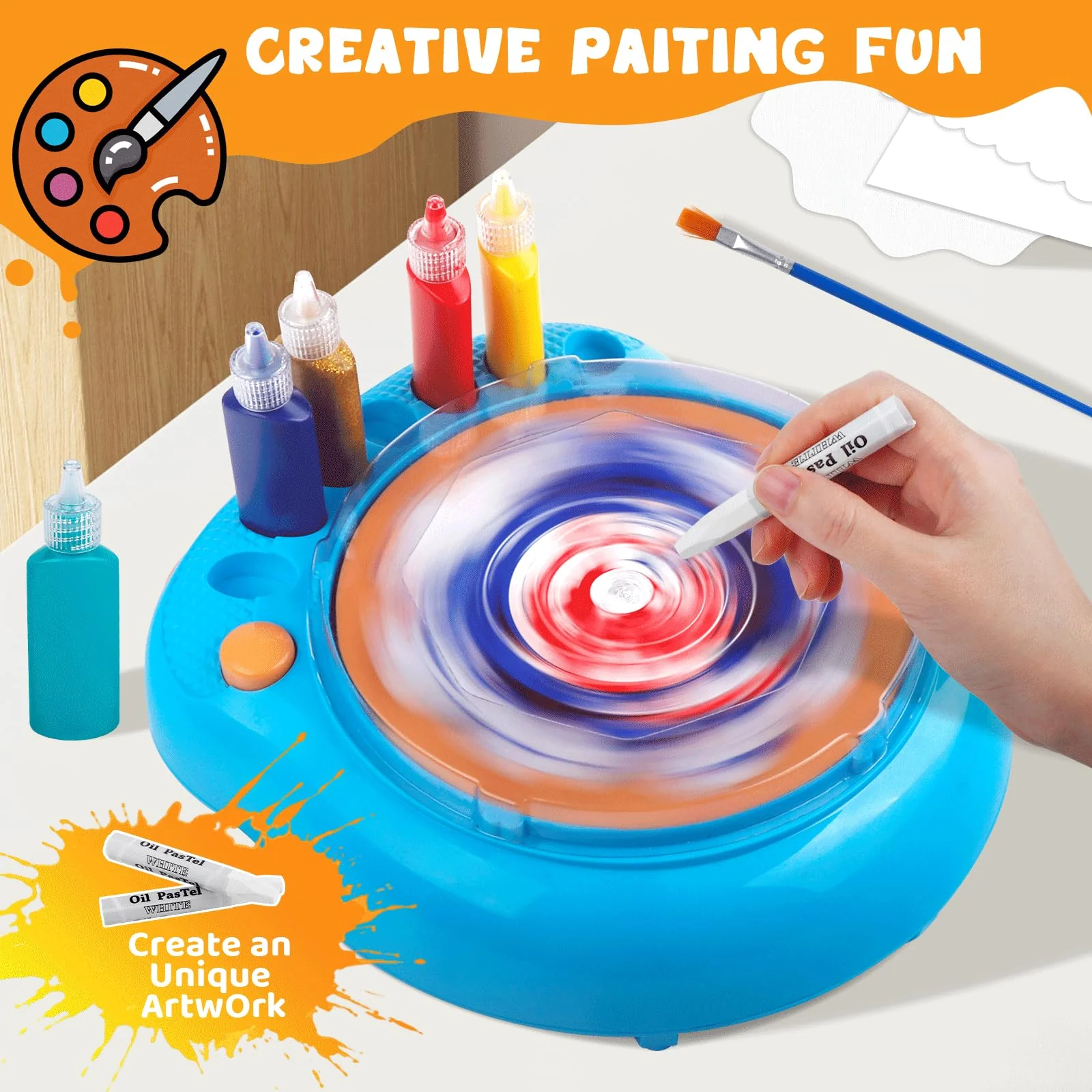 Paint Spin Art Machine Kit für Kinder, Kunst & Handwerk, Mal Spin Art Spielzeug-Kits für Jungen und Mädchen im Alter von 6, 7, 8 und 9 Jahren (Blau) - Image 5