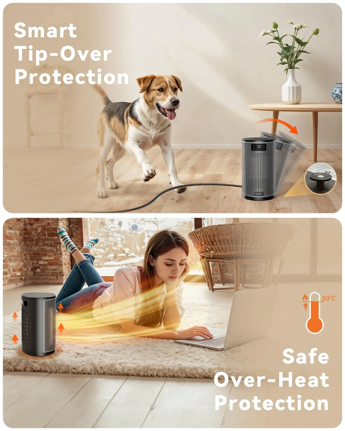 PALINTH Heizlüfter Energiesparend, 1500W Raum Leise Heizung Elektrisch für Home Low Energy, 3 Modi Tragbare Keramik Heizlüfter mit Thermostat, Überhitzung & Tip Over Schutz, 8H Timer, für Indoor - Image 5