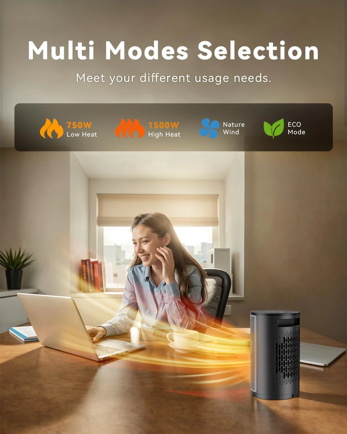 PALINTH Heizlüfter Energiesparend, 1500W Raum Leise Heizung Elektrisch für Home Low Energy, 3 Modi Tragbare Keramik Heizlüfter mit Thermostat, Überhitzung & Tip Over Schutz, 8H Timer, für Indoor - Image 7