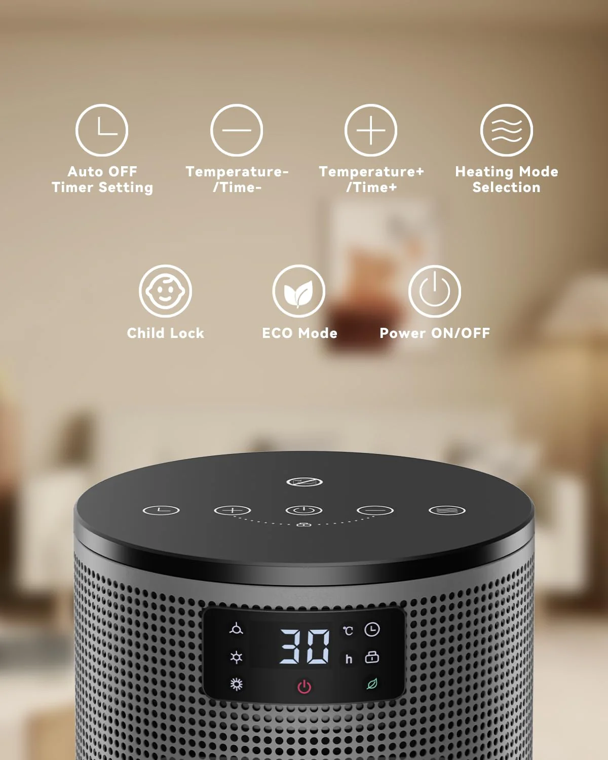 PALINTH Heizlüfter Energiesparend, 1500W Raum Leise Heizung Elektrisch für Home Low Energy, 3 Modi Tragbare Keramik Heizlüfter mit Thermostat, Überhitzung & Tip Over Schutz, 8H Timer, für Indoor - Image 8