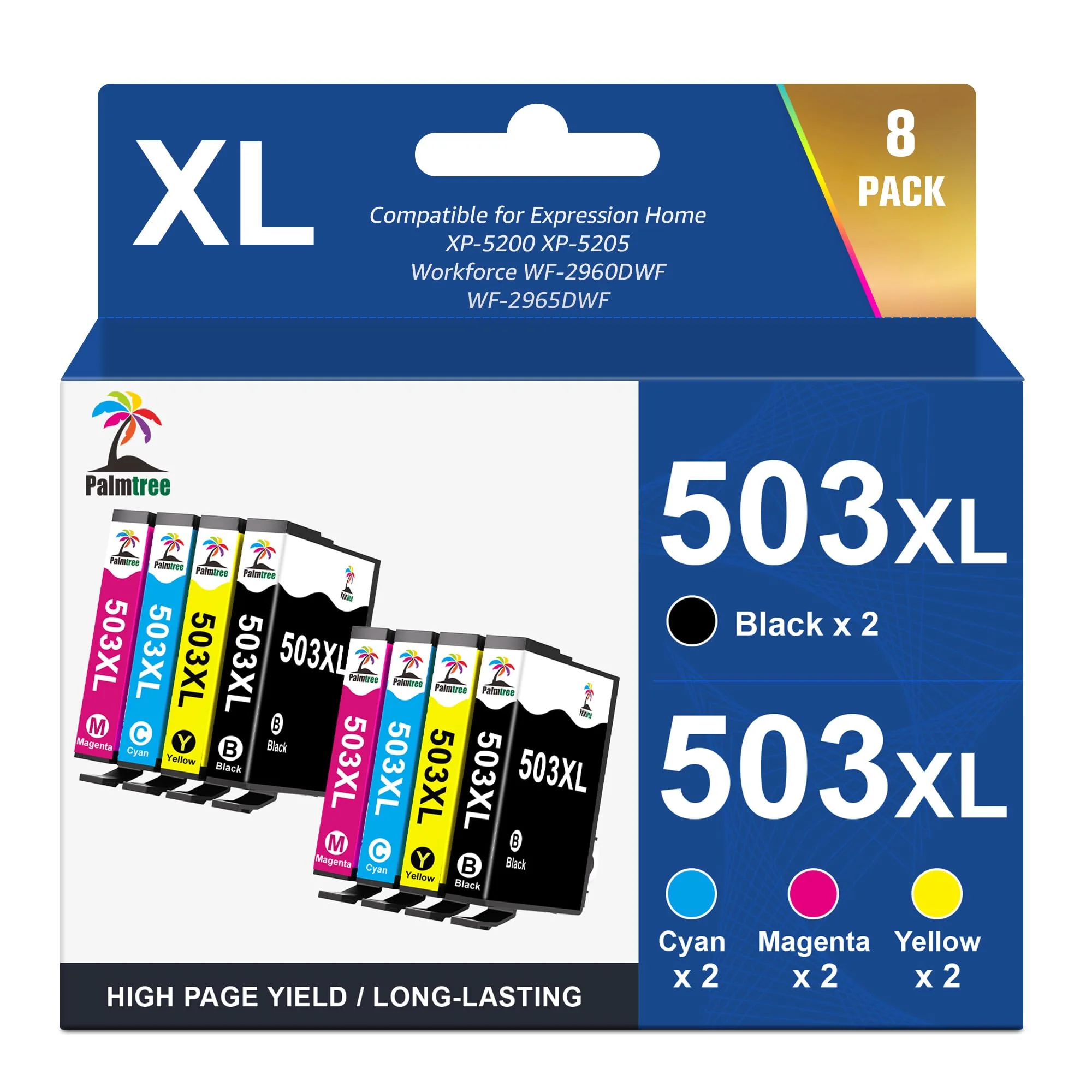 Palmtree 503xl Patronen Kompatibel mit Epson XP 5200 Druckerpatronen und Epson WF 2960 Patronen für Epson 503 XL für Epson Expression Home XP-5200 XP-5205 Epson Workforce WF-2960DWF WF-2965 (8 Pack) - Image 4