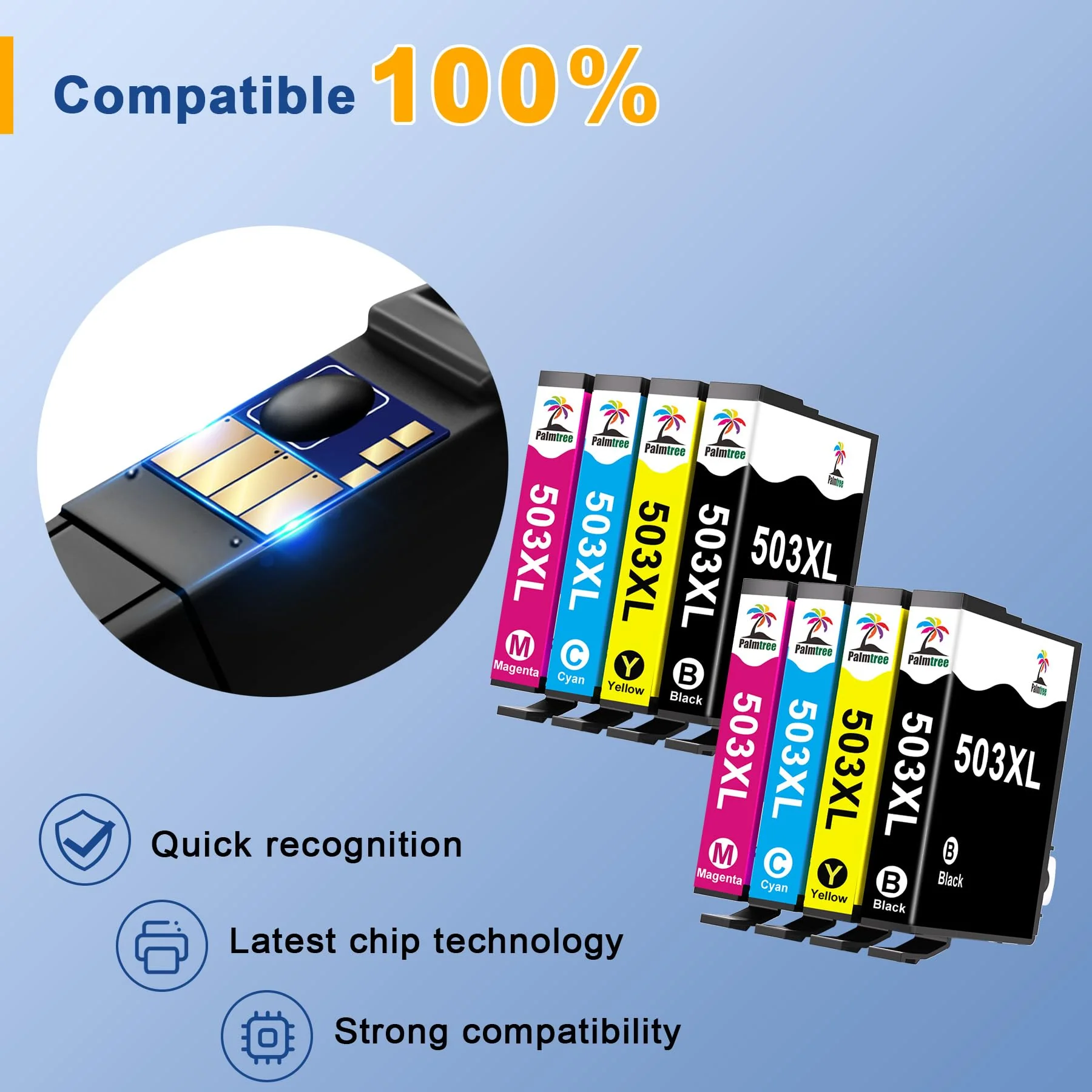 Palmtree 503xl Patronen Kompatibel mit Epson XP 5200 Druckerpatronen und Epson WF 2960 Patronen für Epson 503 XL für Epson Expression Home XP-5200 XP-5205 Epson Workforce WF-2960DWF WF-2965 (8 Pack) - Image 7