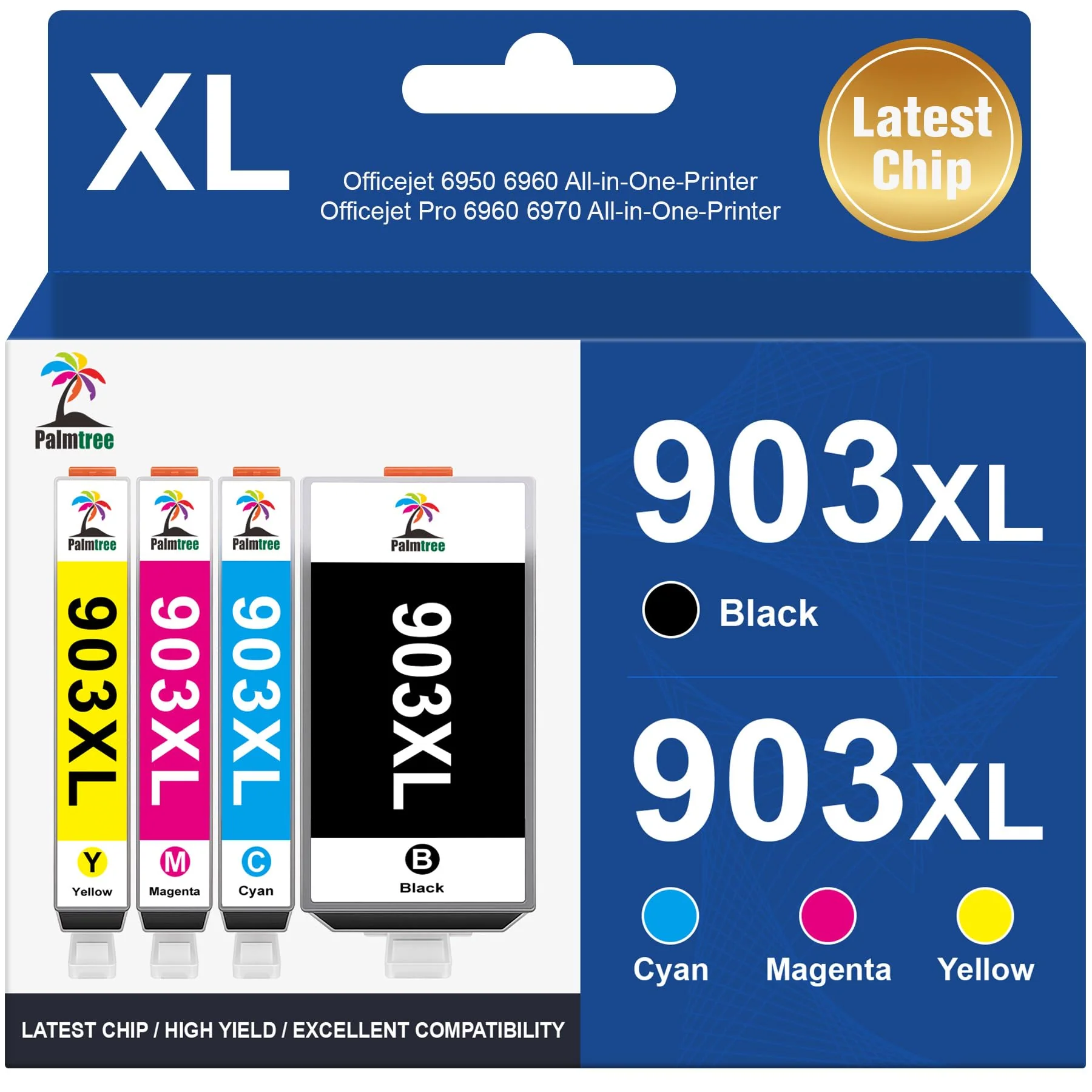 Palmtree 903XL Multipack Kompatibel für HP 903 XL HP 903 Druckerpatronen für HP Officejet 6950 Druckerpatronen für HP Officejet Pro 6970 Patronen 6960 All-In-One-Drucker (4er-Pack) - Image 2