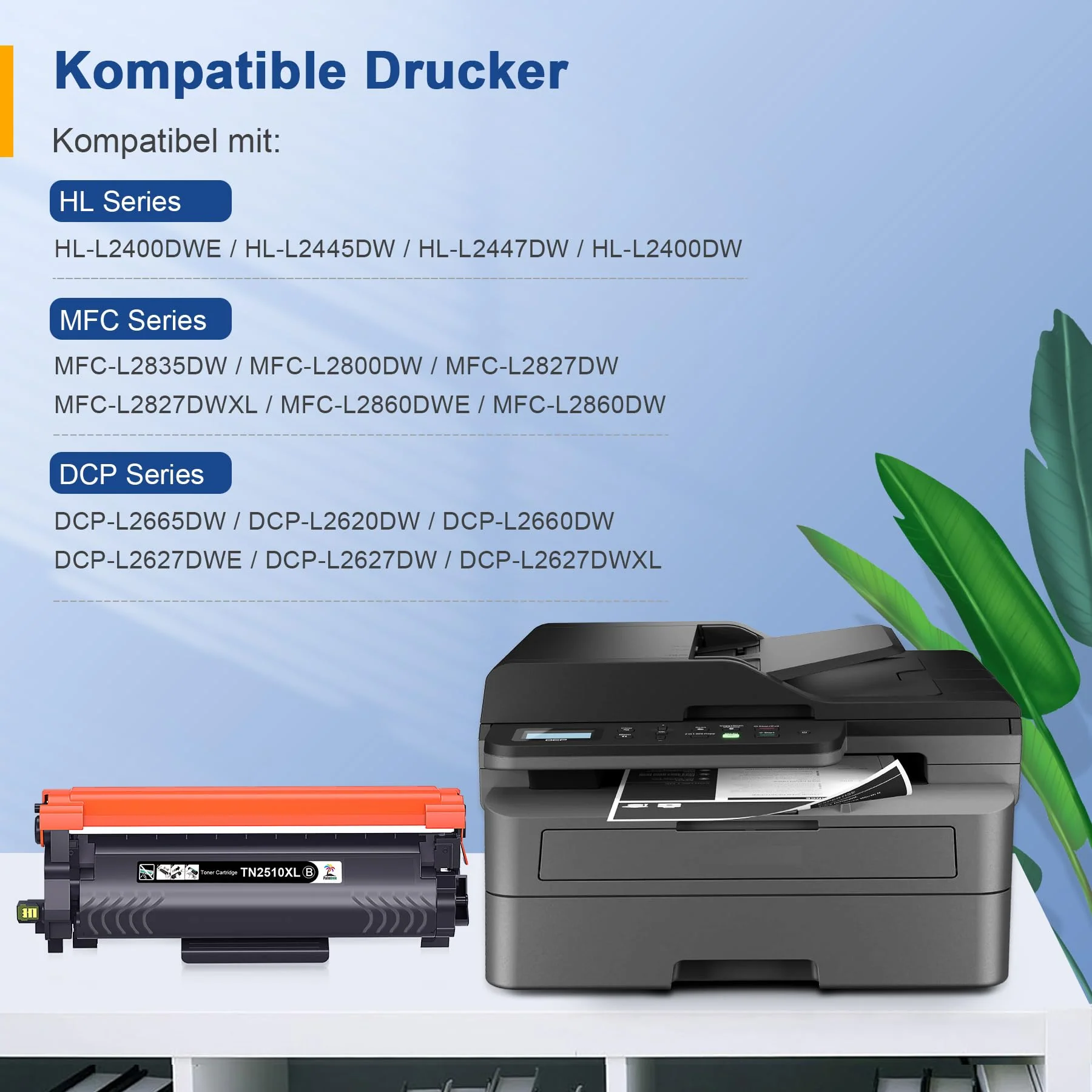 Palmtree TN2510 TN2510XL TN-2510 XL Kompatibel für Brother HL-L2400DWE Toner MFC-L2800DW MFC-L2835DW MFC-L2860DW HL-L2400DW MFC-L2827DW DCP-L2620DW HL-L2445DW DCP-L2660DW DCP-L2665DW DCP-L2627DW - Image 7