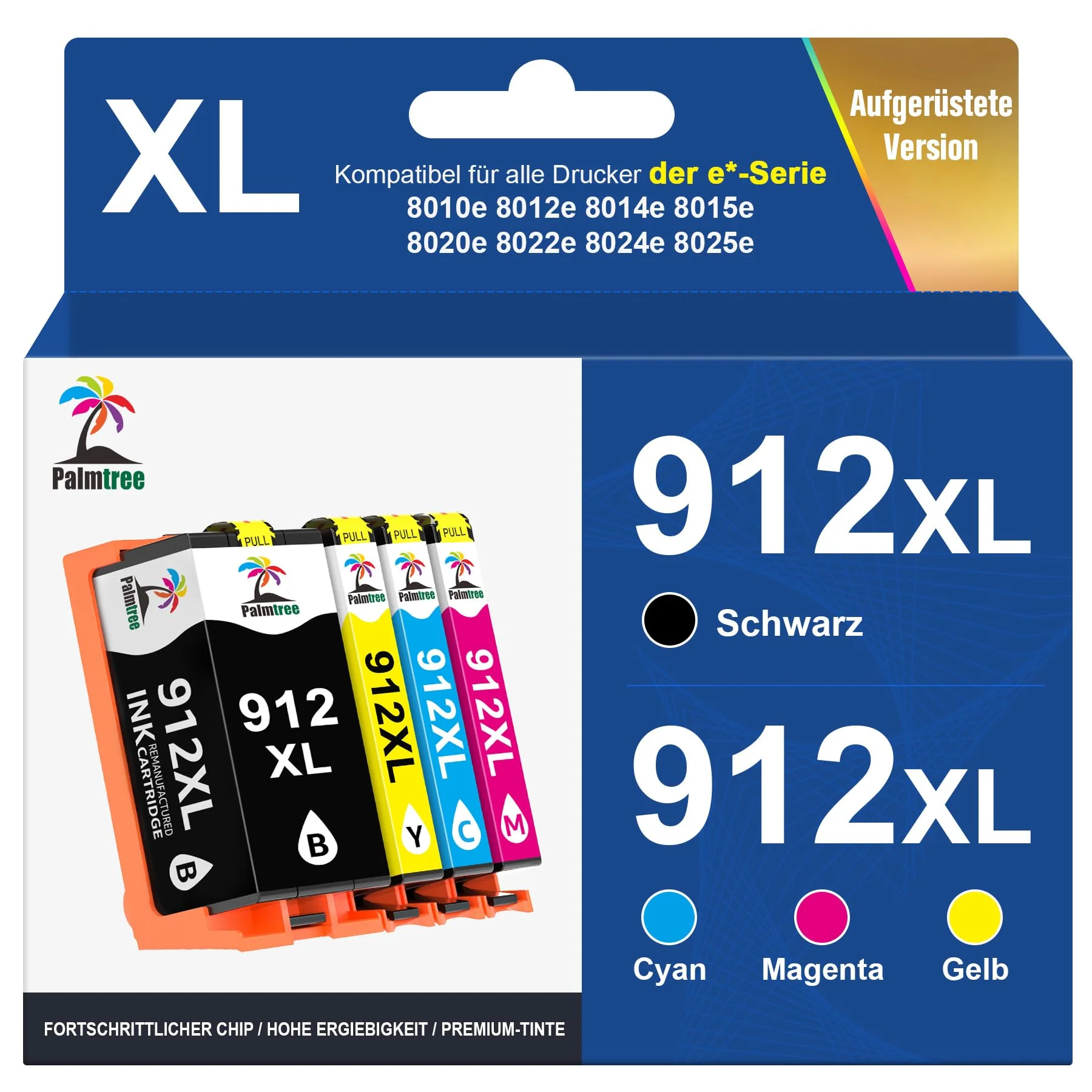Palmtree Wiederaufbereitete 912 XL 912XL Multipack für HP 912 Druckerpatronen für HP Officejet Pro 8022e Patronen 8024e 8025e 8020 8022 8023 8024 8025 8020e HP OfficeJet 8012e 8014e 8015e 8010 8010e - Image 4