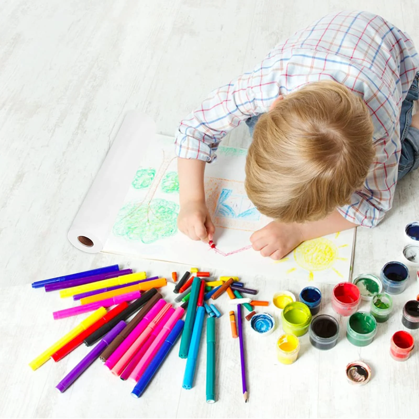PALUDO Zeichenpapier Rolle, 30 cm x 15m Weiße Papierrolle 70 g/m, Malpapier Rolle Kinder, Skizzenpapier Skizzenrolle für Kinder Staffeleipapier Wandkunst Skizzieren Basteln Zeichnen Geschenkpapier - Image 7