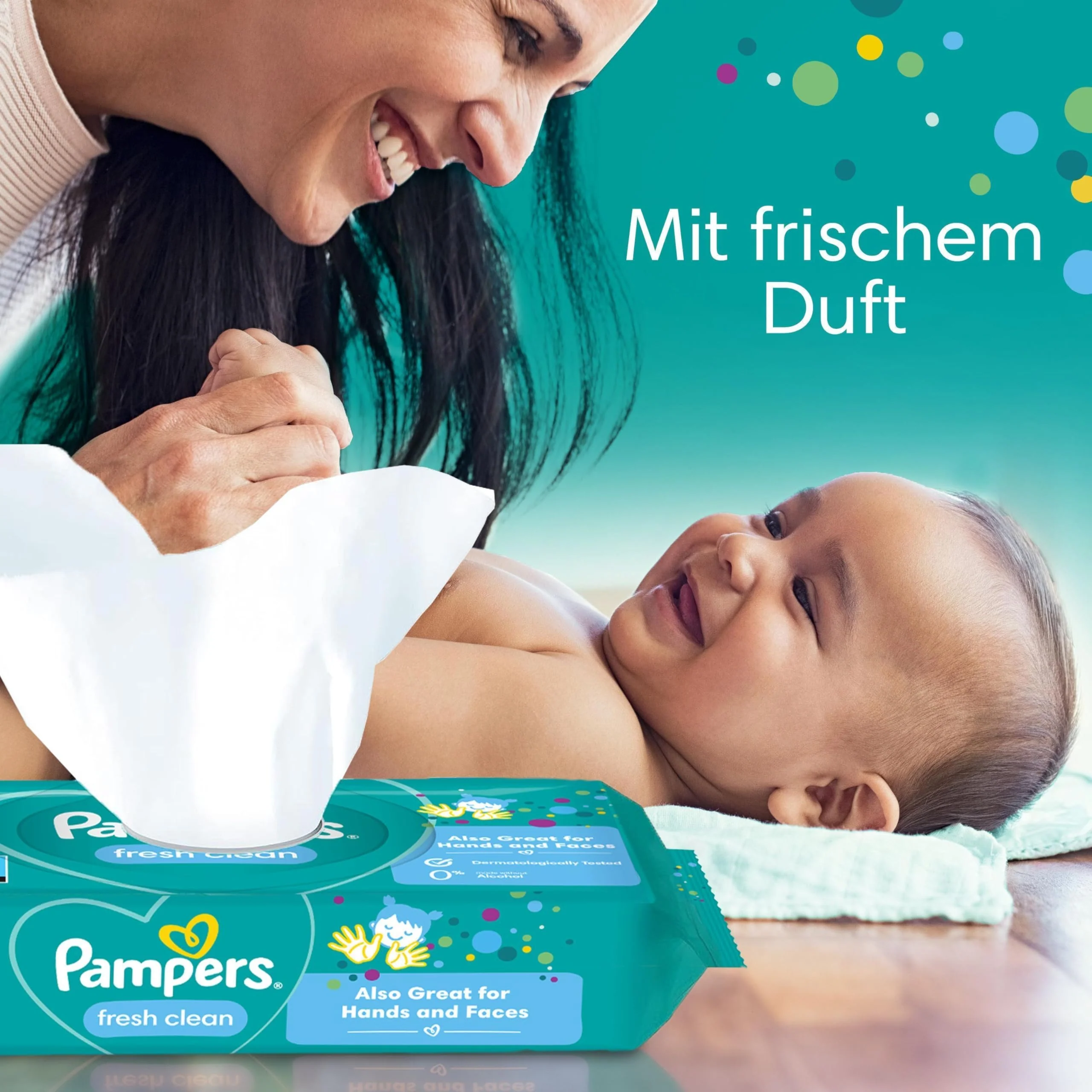 Pampers Fresh Clean Feuchttücher 1 Packungen mit 52 Stück - 624 Feuchttücher, milder Duft, auch für Hände und Gesicht geeignet - Image 6