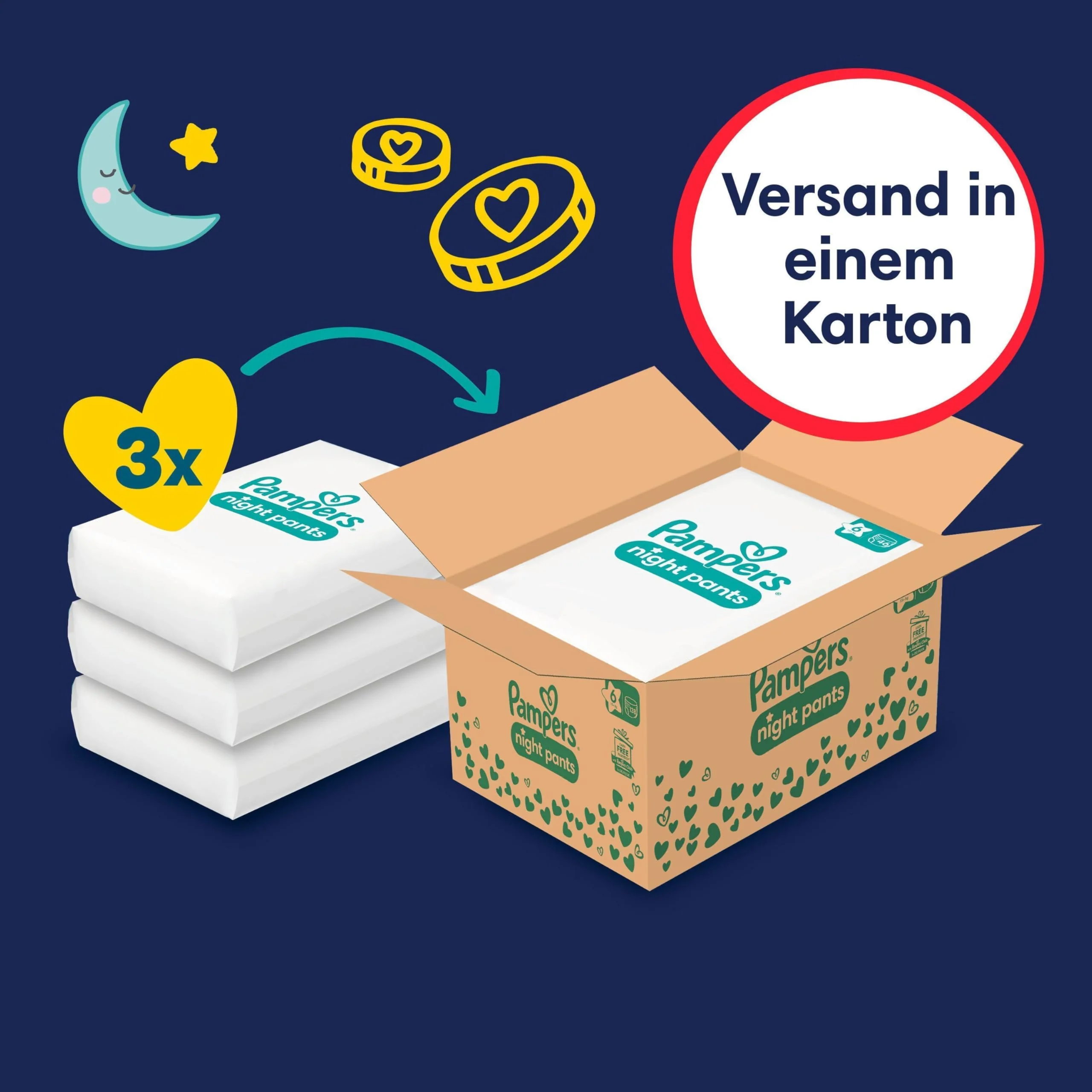 Pampers Night Windeln Pants Größe 6 (15+kg) Baby-Dry, MONATSBOX, Windelhöschen bieten zusätzlichen Schutz für die ganze Nacht, 138 Höschenwindeln - Image 9