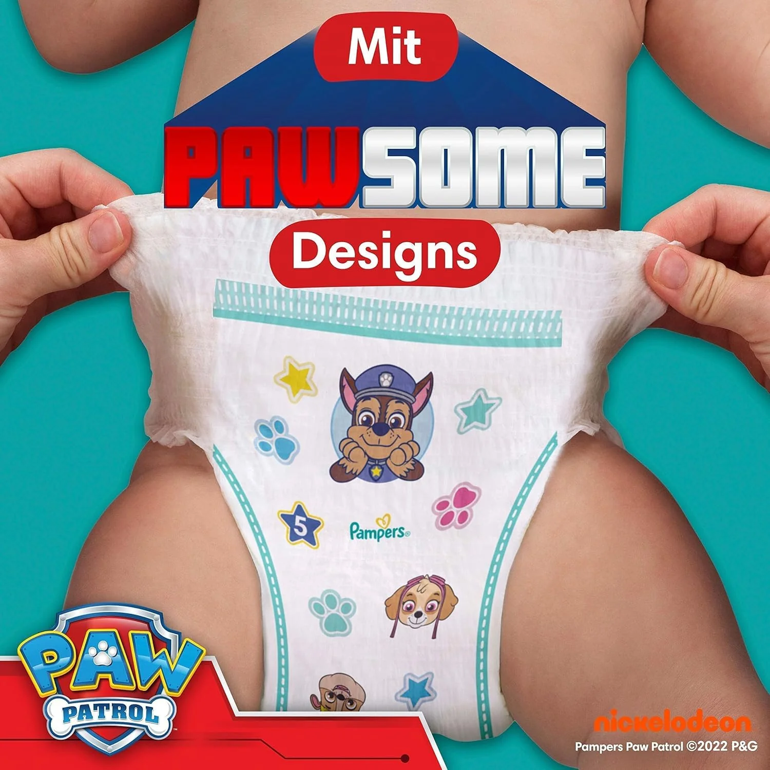 Pampers Windeln Paw Patrol Pants Größe 6 (14-19kg) Baby-Dry, Extra Large mit Stop- und Schutz Täschchen, MONATSBOX, 138 Höschenwindeln - Image 5