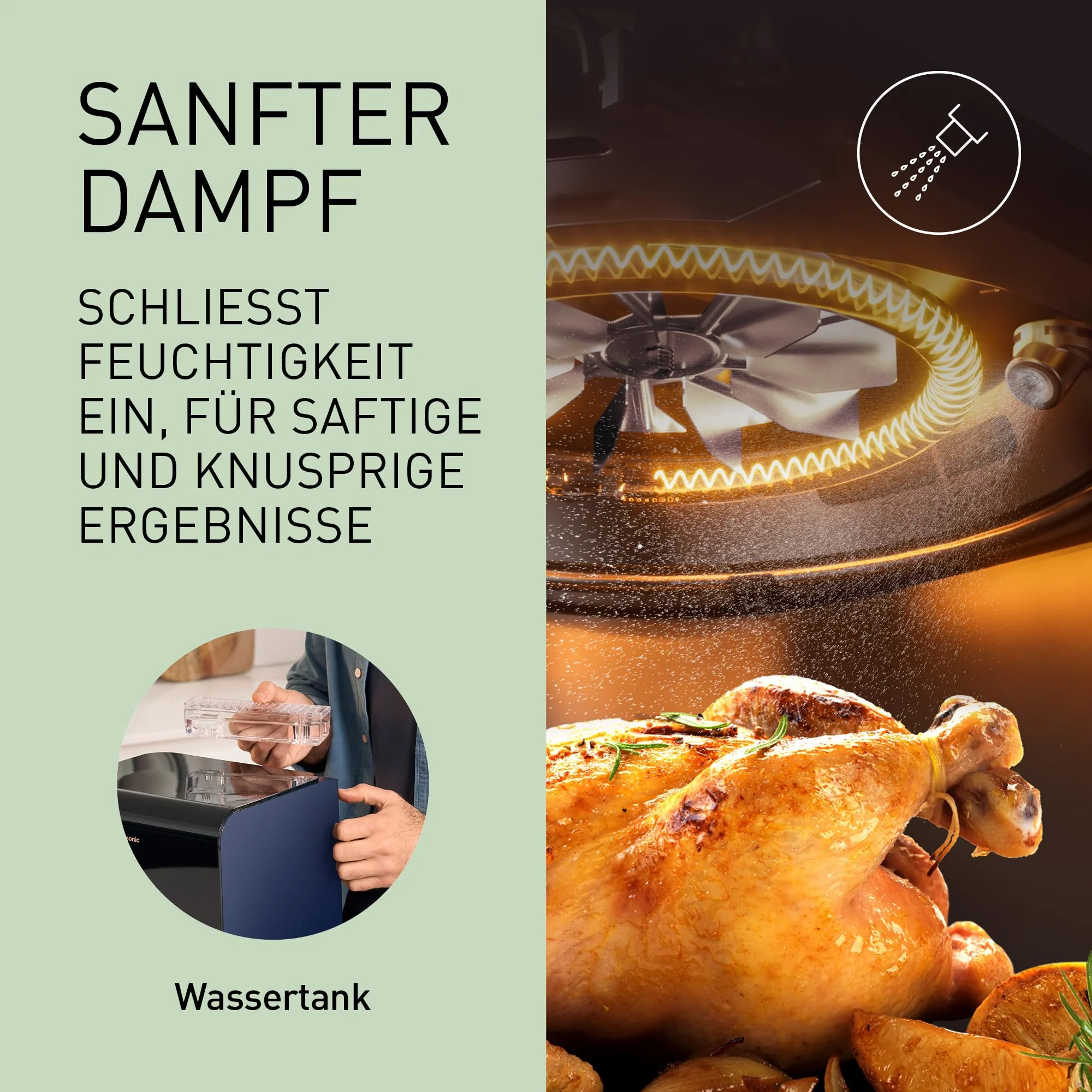 Panasonic NF-CC600AXE Air Fryer mit Sichtfenster, 6 l, 80–200 °C, digitaler Timer & LCD-Display, sanfte Dampfzugabe, 11 Voreinstellungen, einfache Reinigung, Schwarz mit Griff in Roségold - Image 10