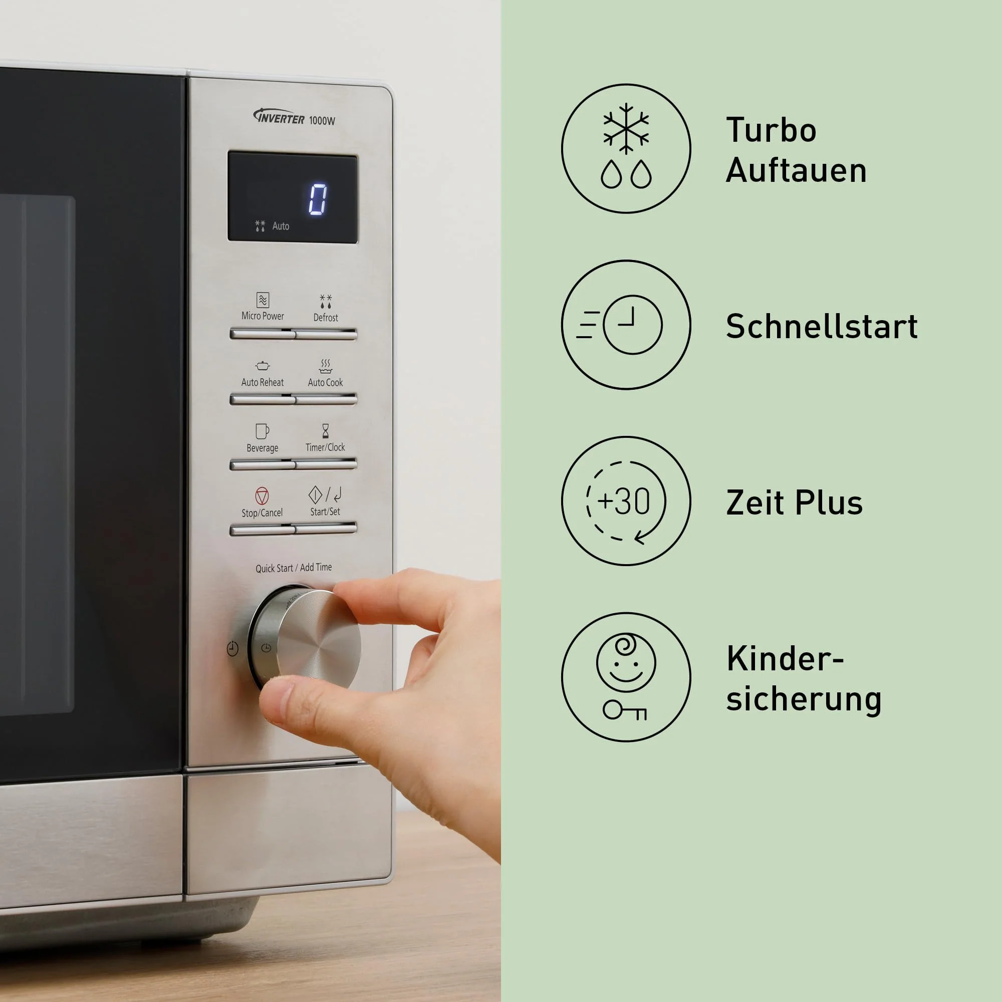 Panasonic NN-SD37QSEPG Solo-Mikrowellenofen, 29 l, 1000 W, automatisches Auftauen, 11 automatische Programme, Timer, Silber & Edelstahl - Image 7