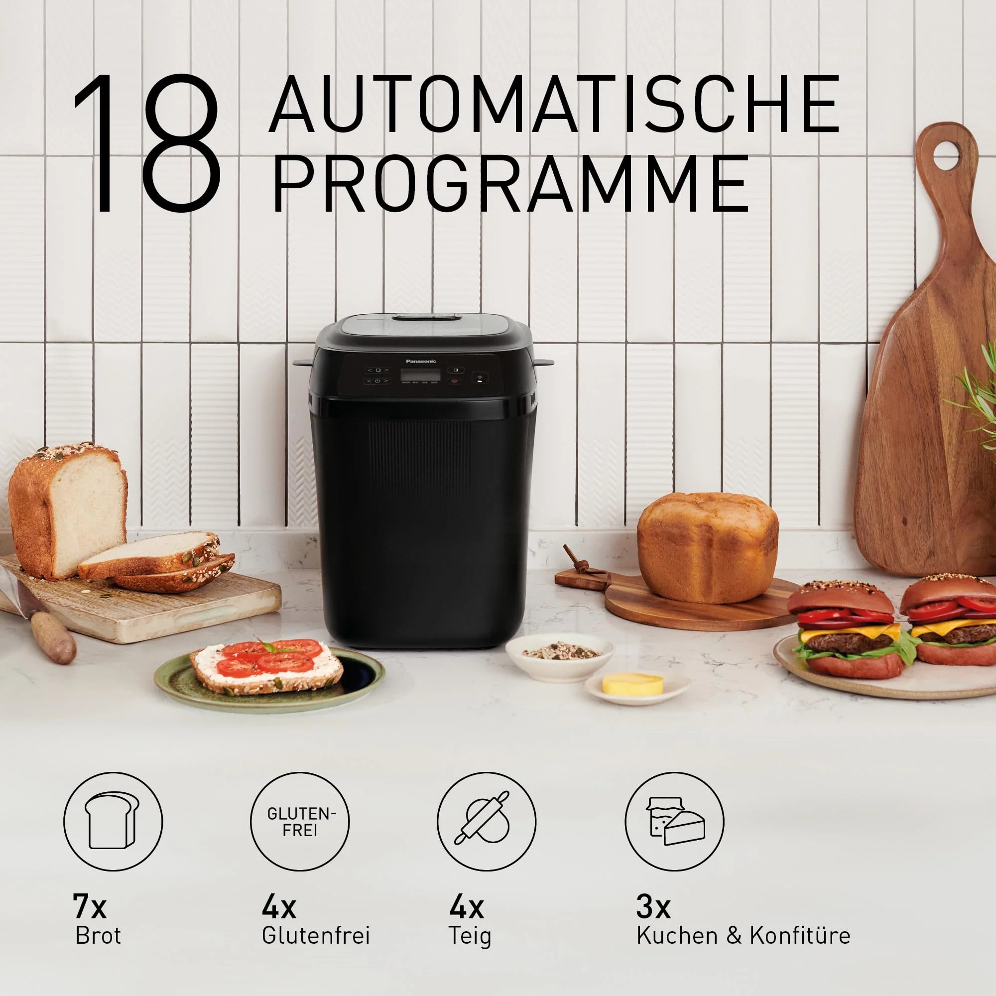 Panasonic SD-PN100KXE Mini Brotbackautomat – Kompakter Brotbackmaschine mit 18 Automatikprogrammen, Glutenfrei-Optionen, Dualen Temperatursensoren, Handwerkskunst-Knetsystem, Einfache Bedienung - Image 8