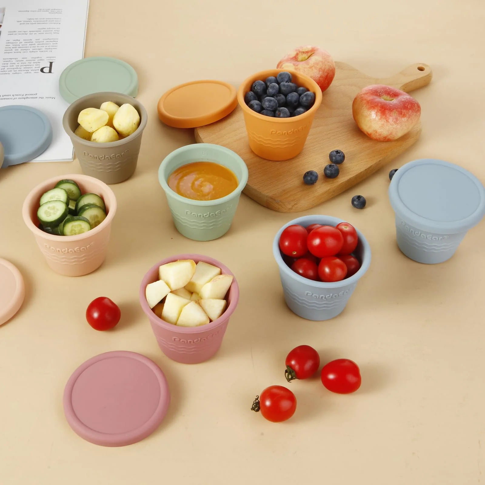 PandaEar 12 Stück Silikon Babybrei Einfrieren Behälter, 4 oz Babynahrung Behälter zum Einfrieren, Beikost Aufbewahrungsbecher mit Luftdichten Deckeln Auslaufsicher, Mikrowelle Geschirrspüler Sicher - Image 2