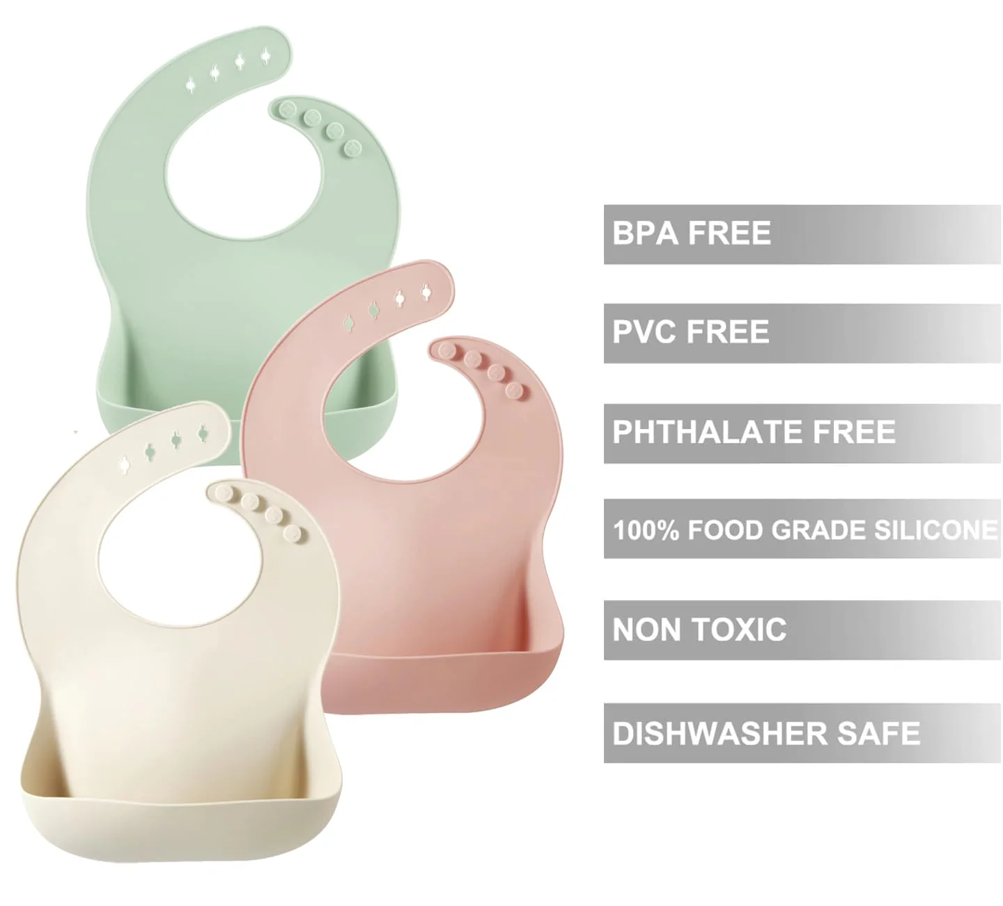 PandaEar 3er Silikon Lätzchen Baby | Wasserdichtes Lätzchen mit Auffangschale | Einstellbares Abwaschbar Babylätzchen Silikonlätzchen mit Großer Tasche zum Auffangen von Essen, BPA-frei - Image 6