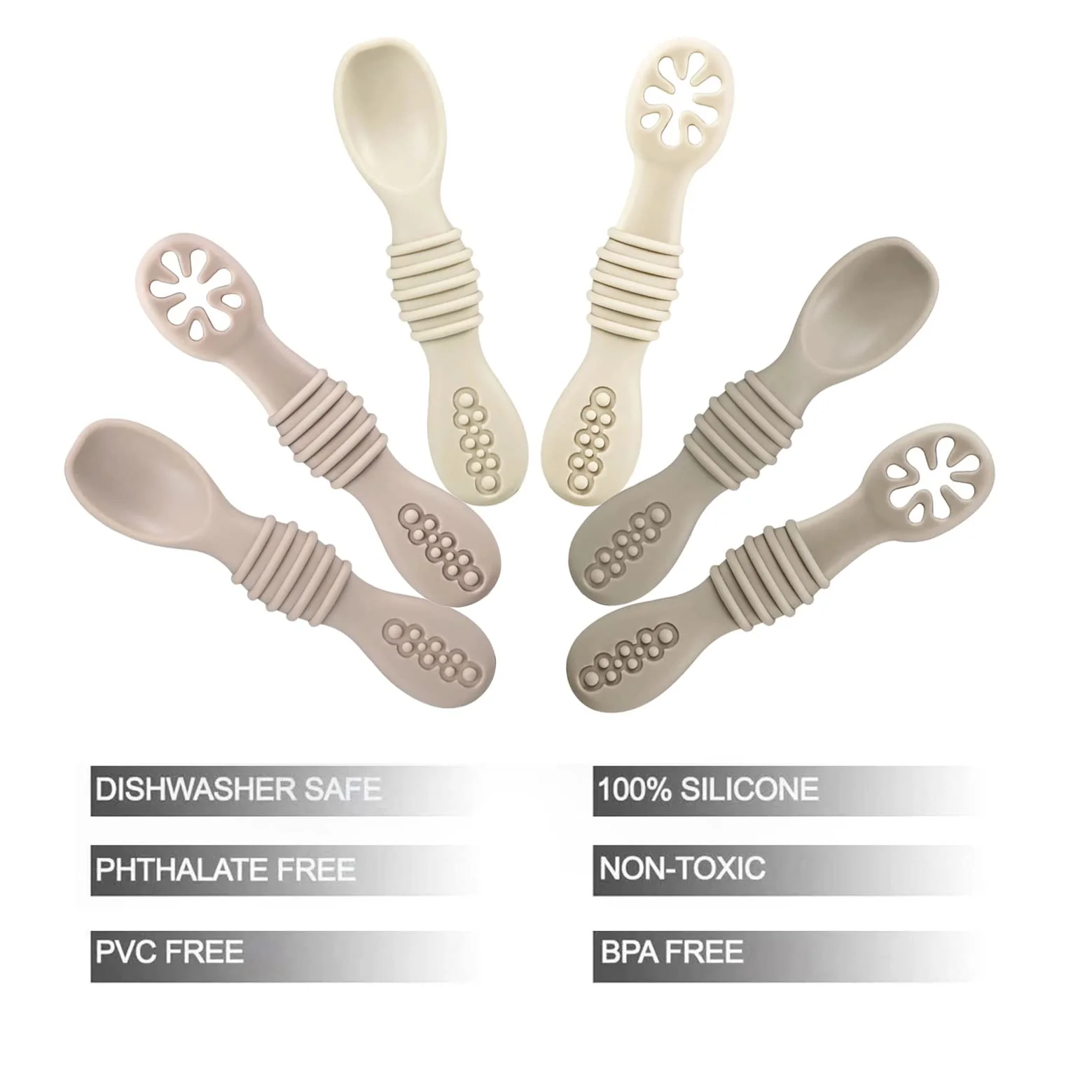 PandaEar Silikon Babylöffel Lernlöffel blw Löffel, 6 Stück Weich Esslernlöffel Baby Löffel Brei ab 4 6 Monaten zum Selber Essen, BPA frei Breilöffel Baby Spoon Self Feeding - Image 7