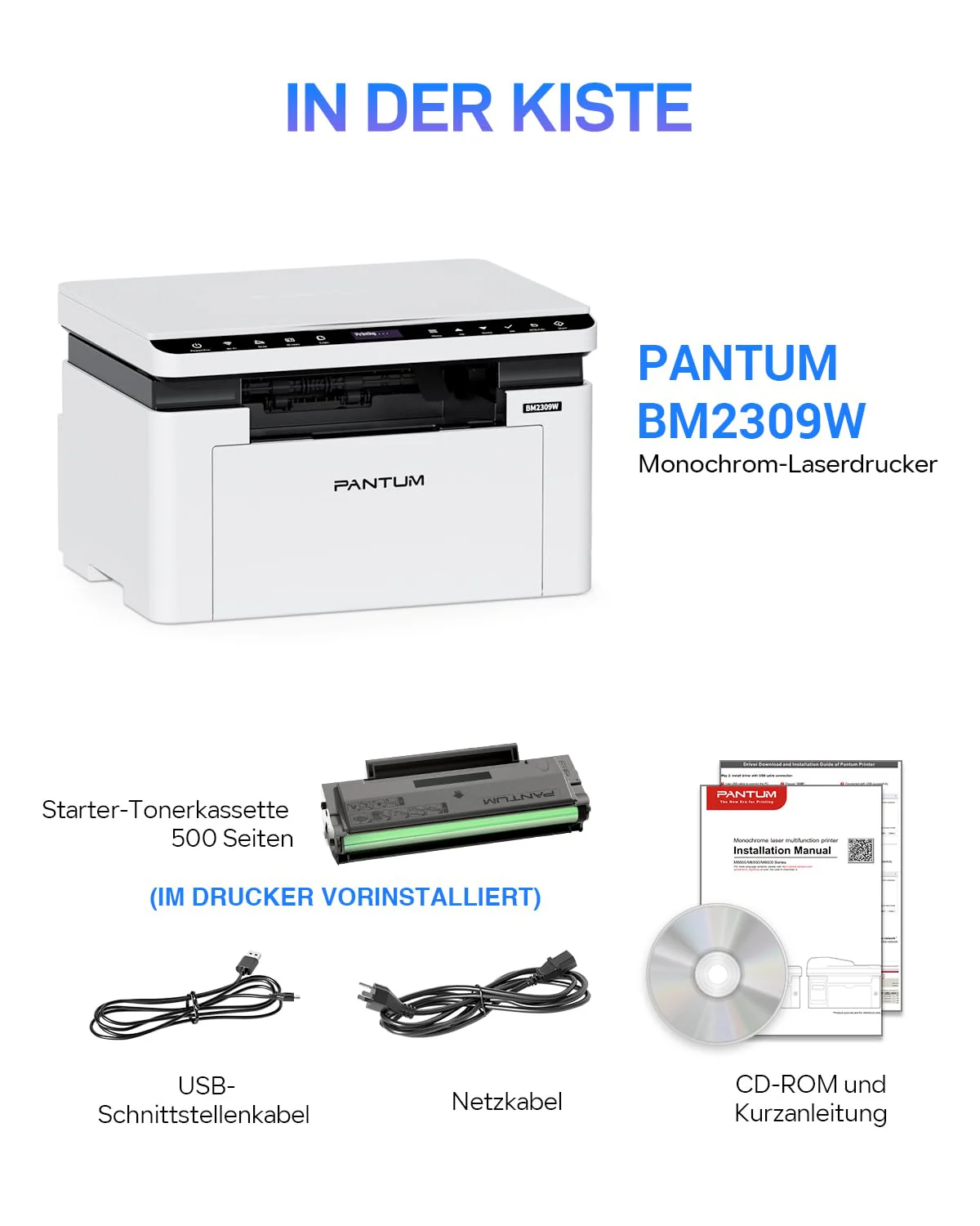 PANTUM BM2309W/BM2300W laserdrucker Multifunktionsgerät, Drucker Scanner Kopierer 3in1, Schwarz Weiss, WLAN Drucker, Airprint, A4, 1200 x 600 DPI, 20 Seiten pro Minute - Image 4