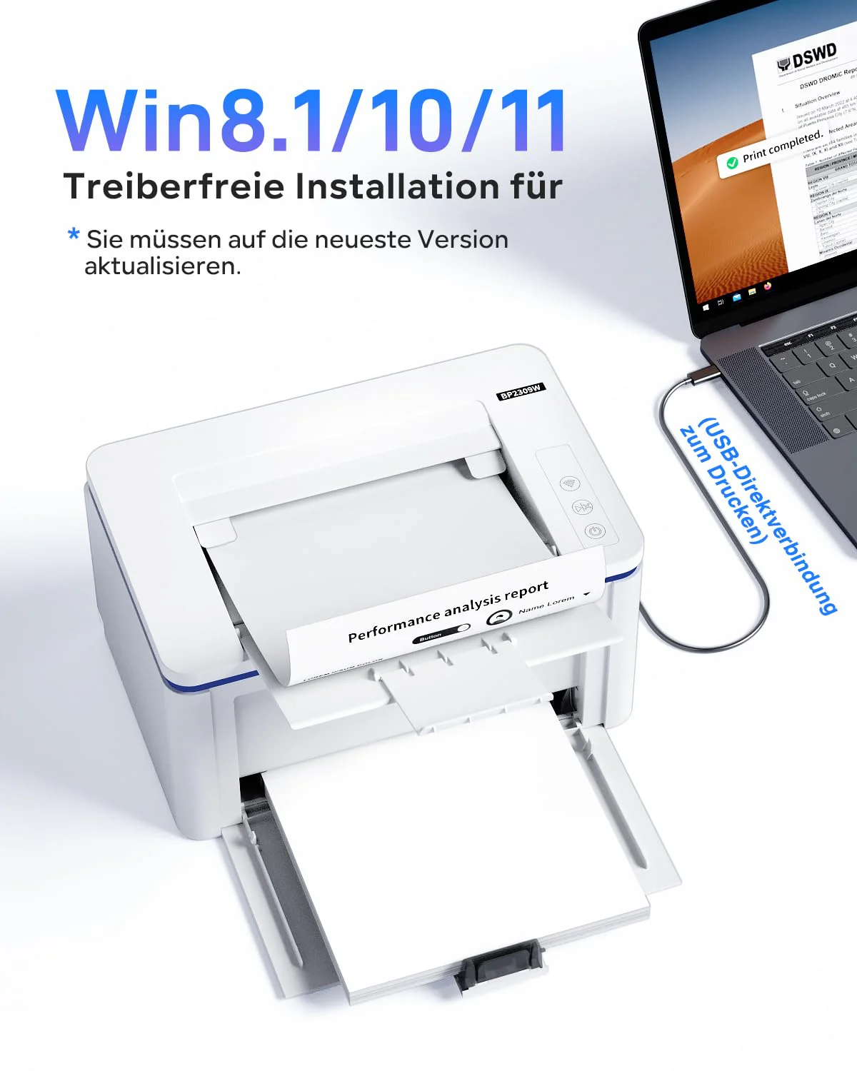 PANTUM BP2309W Laserdrucker Schwarz Weiss, Drucker WLAN, Airprint, Mopria, Klein für Heim & Büro, 20ppm, Inklusive 500-Seiten-Start-Tonerkassette - Image 7