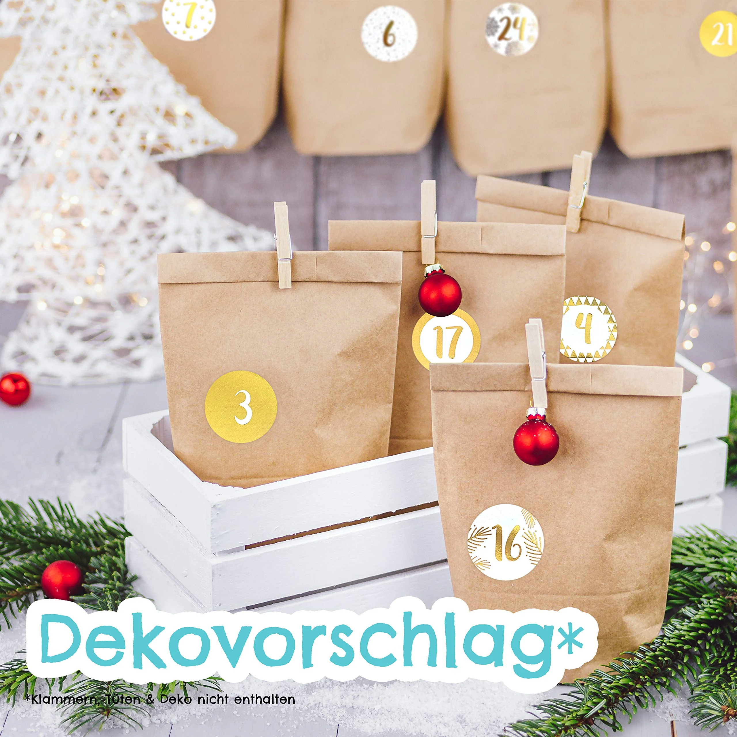 Papierdrachen 24 Adventskalender Zahlenaufkleber - Goldfoliert | Nummer 189 - Sticker für deinen Weihnachtskalender - zum Basteln und Dekorieren - Image 4