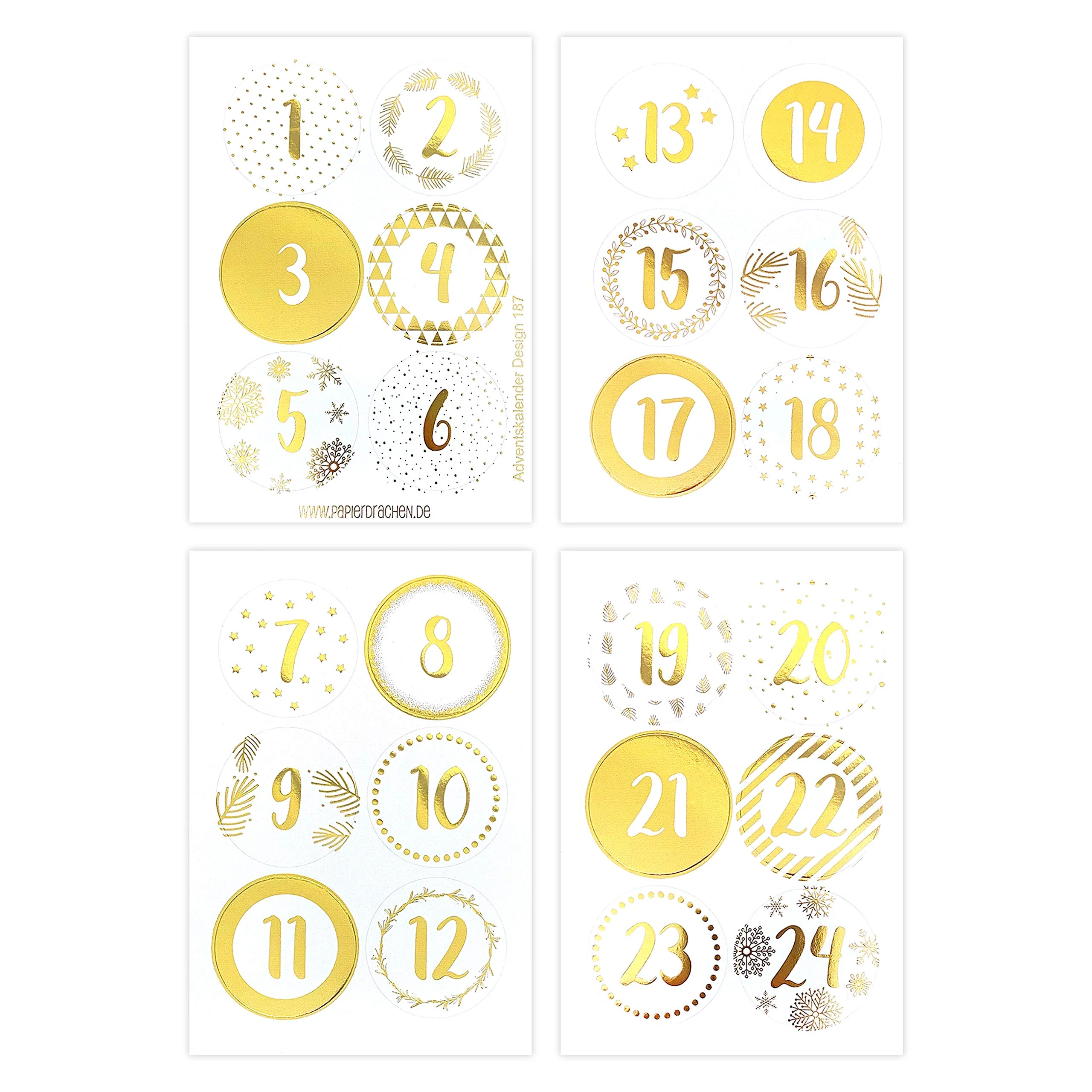 Papierdrachen 24 Adventskalender Zahlenaufkleber - Goldfoliert | Nummer 189 - Sticker für deinen Weihnachtskalender - zum Basteln und Dekorieren - Image 6