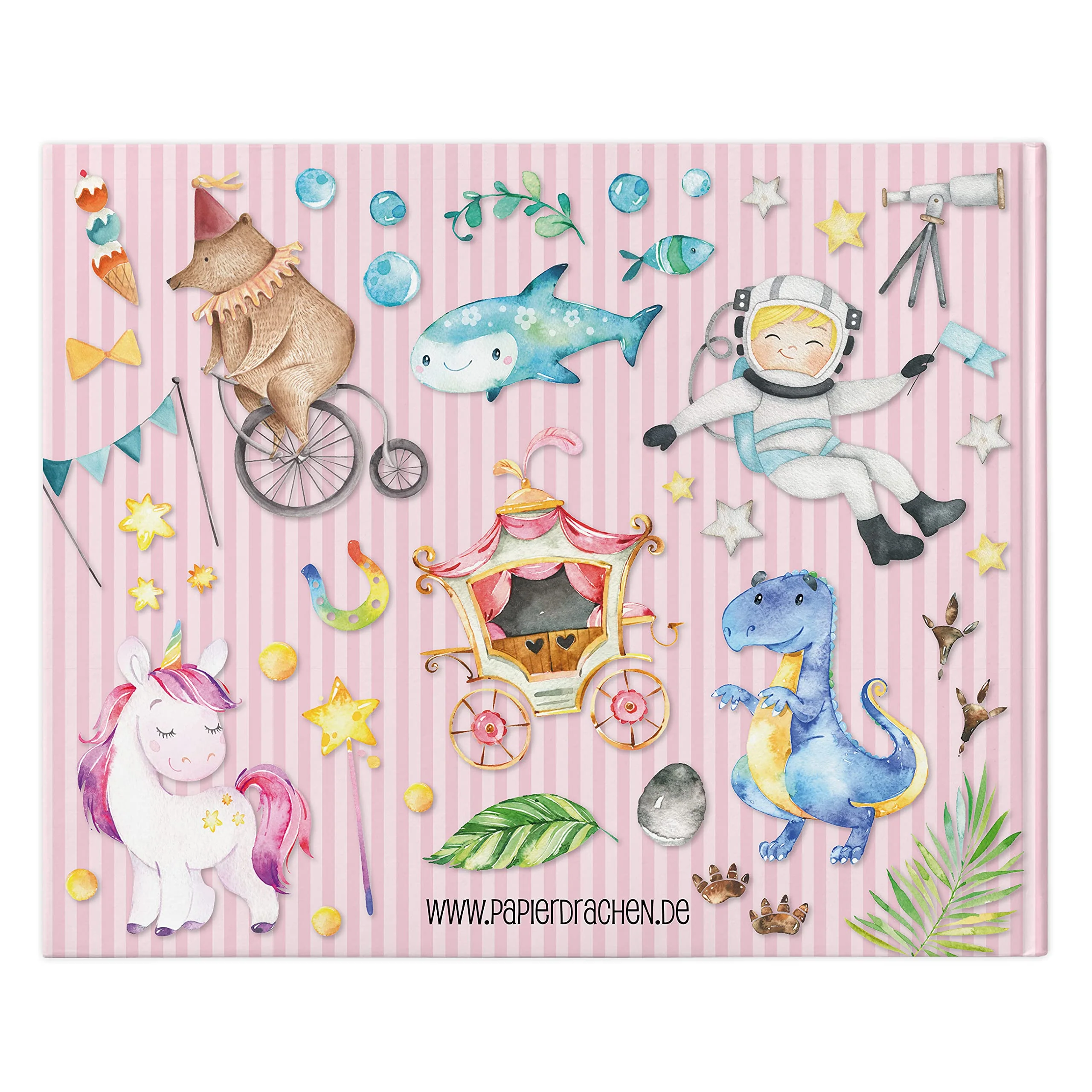 Papierdrachen Hochwertiges Freundebuch für Kinder - Kindergartenfreunde - Rosa - Poesiealbum mit Meerjungfrau, Prinzessin & Dinos - für 27 Freunde - buntes kindgerechtes Design - Image 7